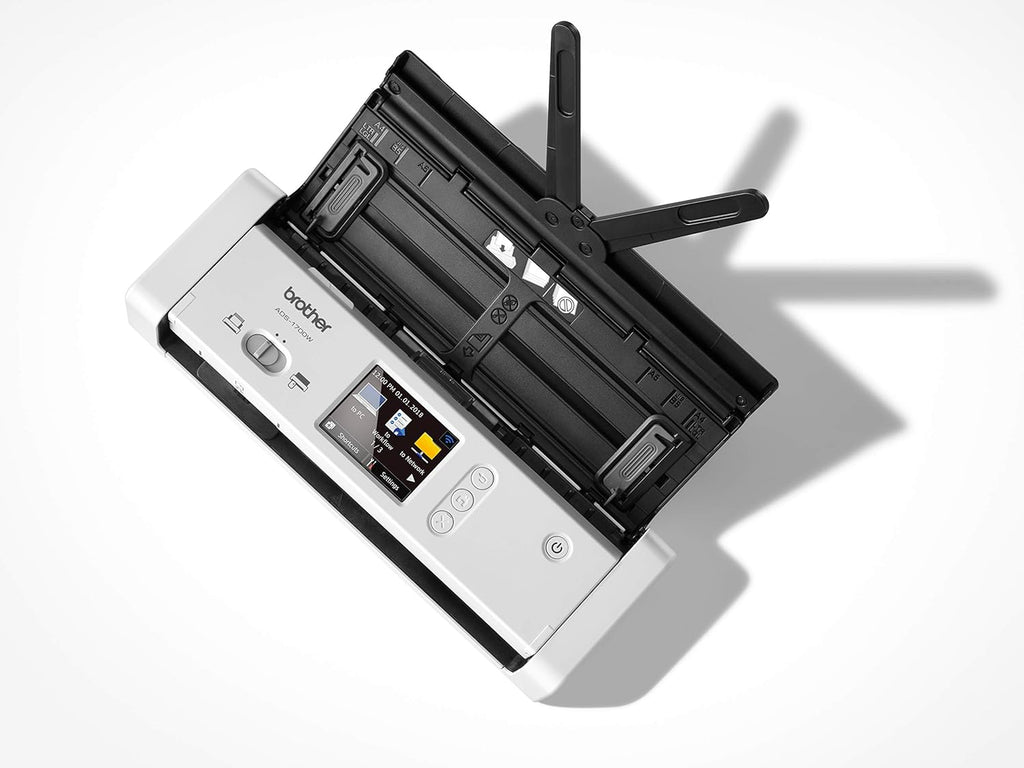 Brother ADS-1700W Compacte en intelligente documentscanner | Automatische documentinvoer | Automatisch scannen | Wi-Fi/Wi-Fi Direct, wit/zwart