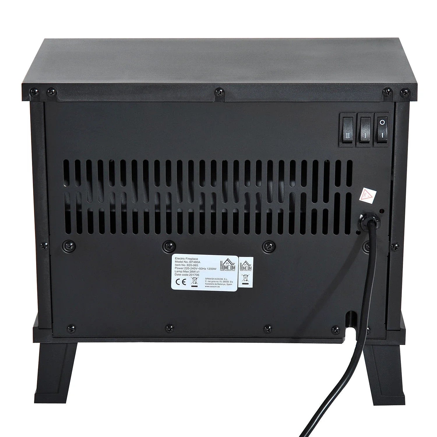 HOMCOM Elektrische sfeerhaard met vlameffect & 2 warmtestanden