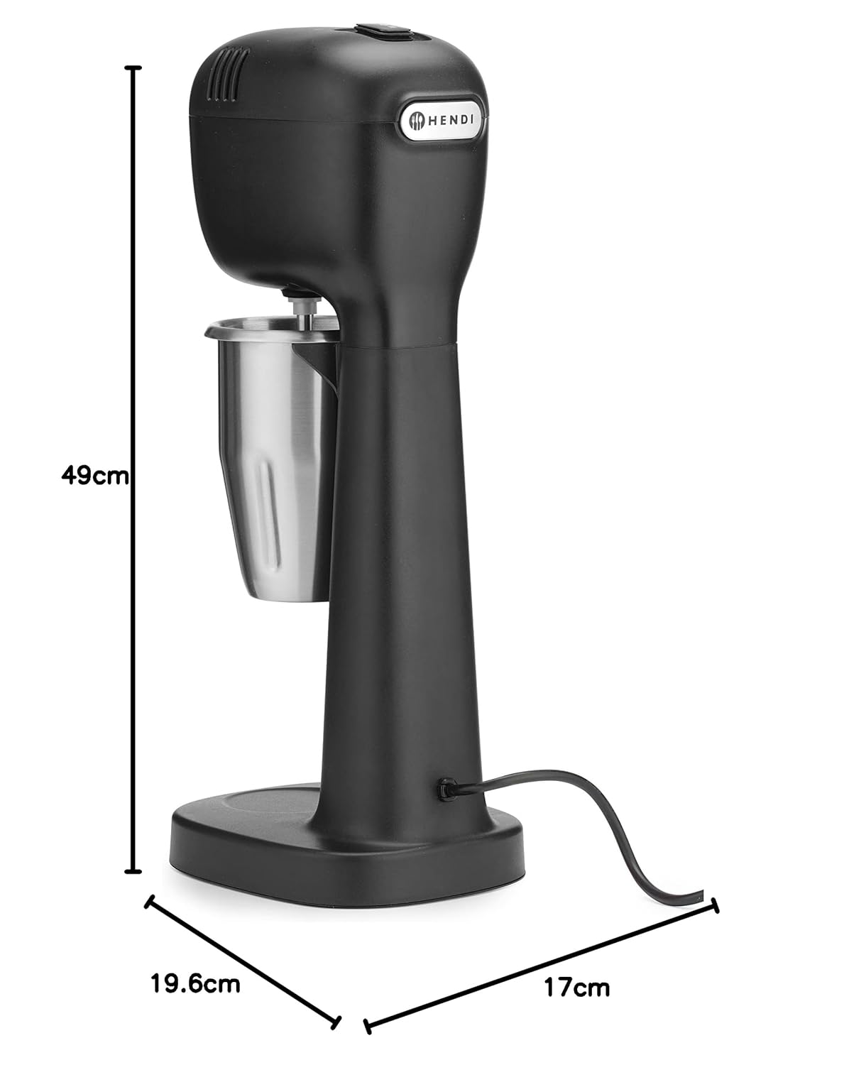 HENDI Melkshake Maker, Incl. 2 mengbekers (roestvrij staal en polycarbonaat) en 4 verwisselbare roerwerken, Drinkmixer, Frappés, Drankmixer, 230V/400W, 170x196x(H)490mm, Karamel