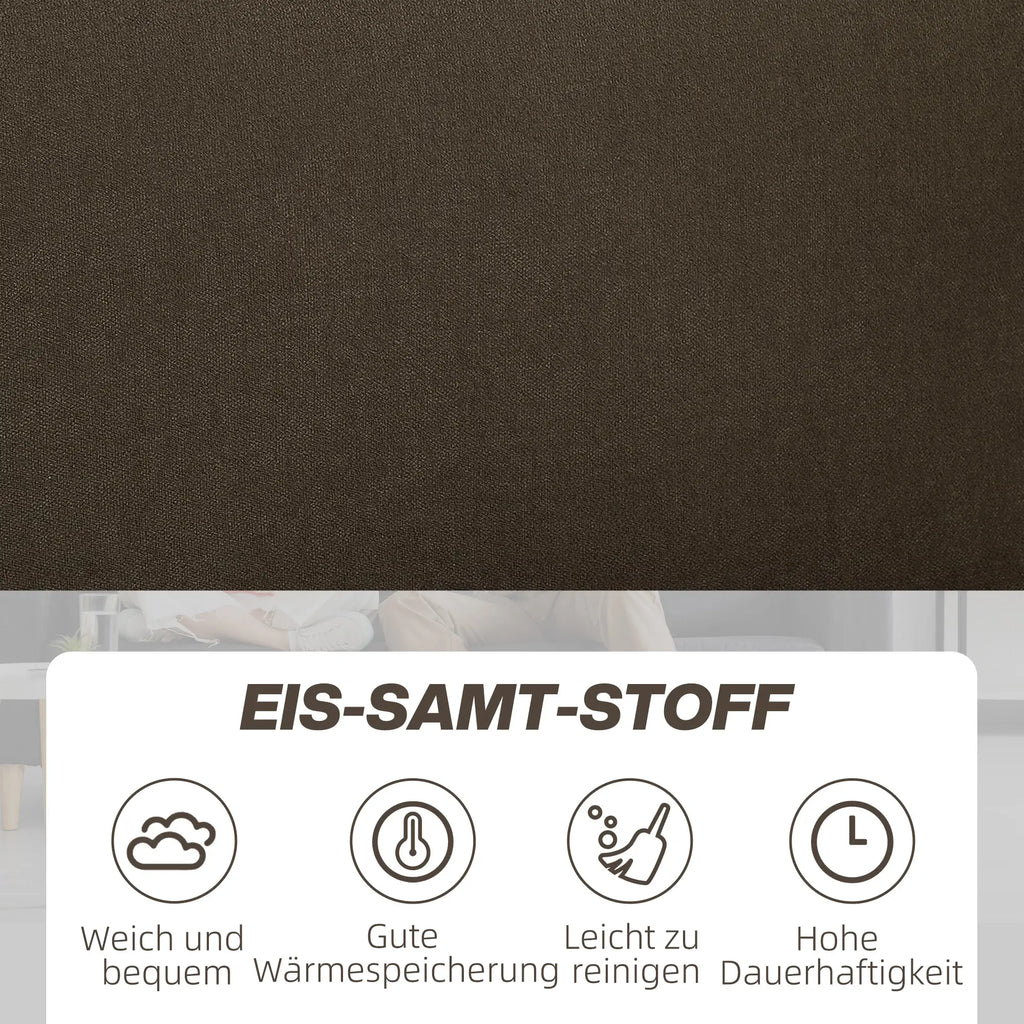 HOMCOM 2-zitsbank met opbergruimte & fluweellook, bruin