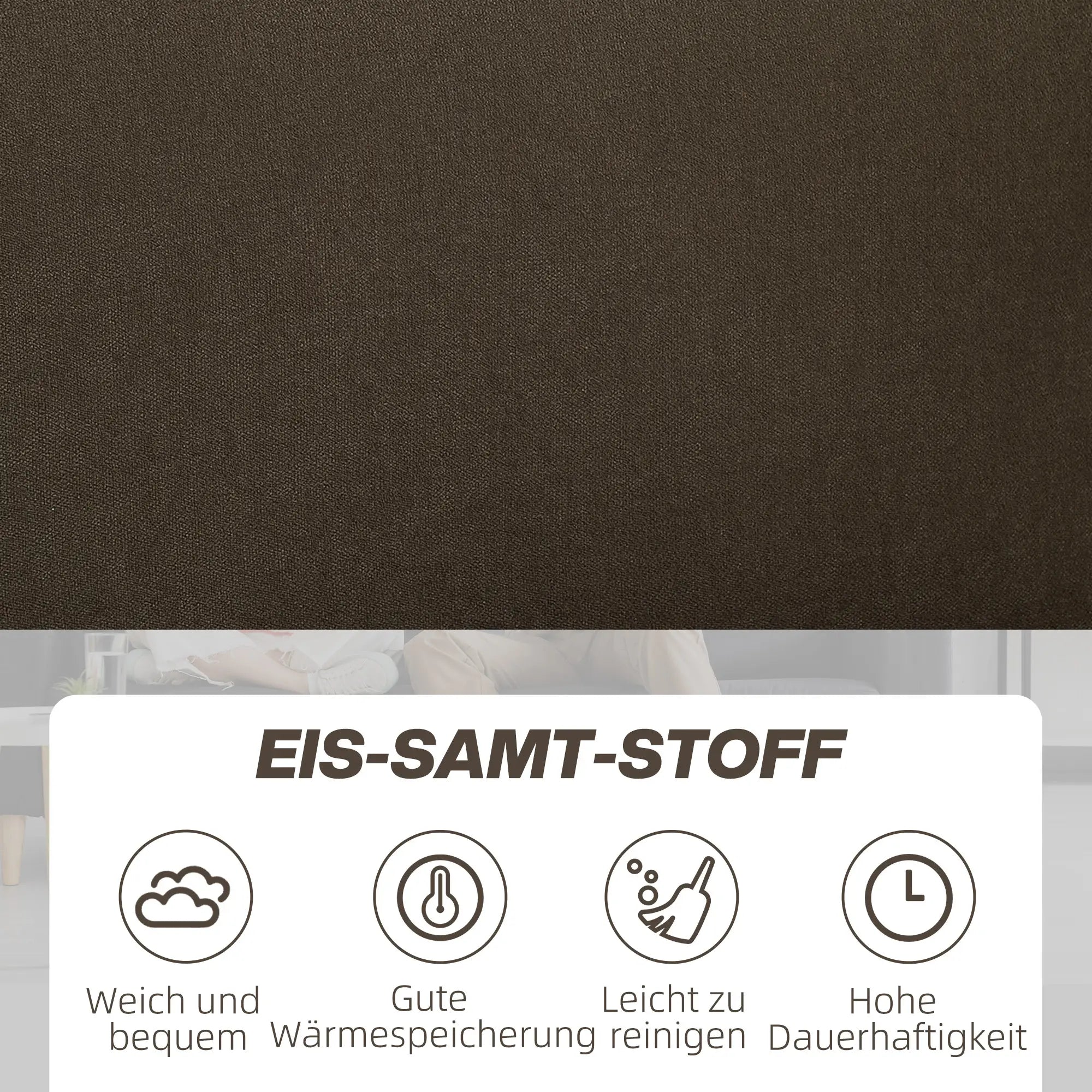 HOMCOM 2-zitsbank met opbergruimte & fluweellook, bruin