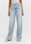 Wide leg stretch lightweight jeans breeze blauw