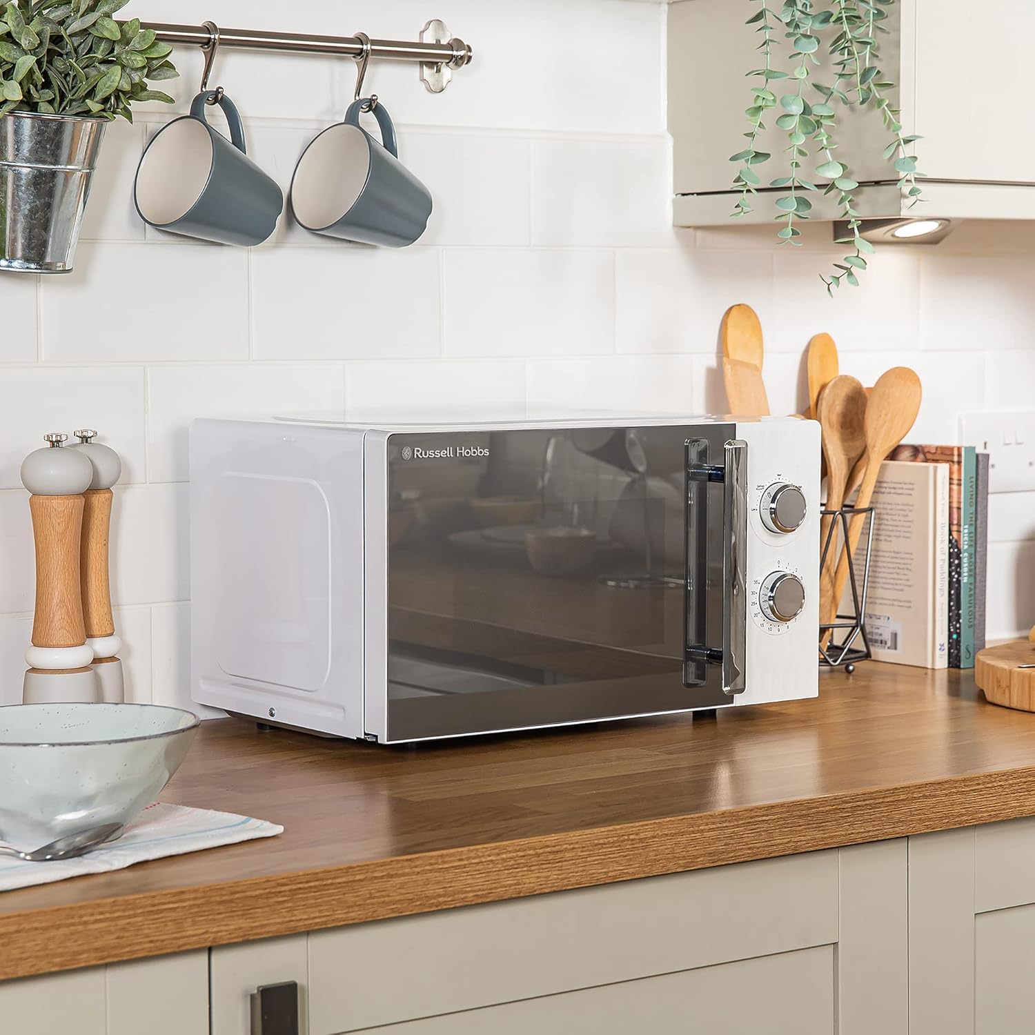Russell Hobbs Honeycomb RHMM715G 17 liter 700 W grijs solo handmatige magnetron met 5 standen, geïntegreerde timer en ontdooifunctie