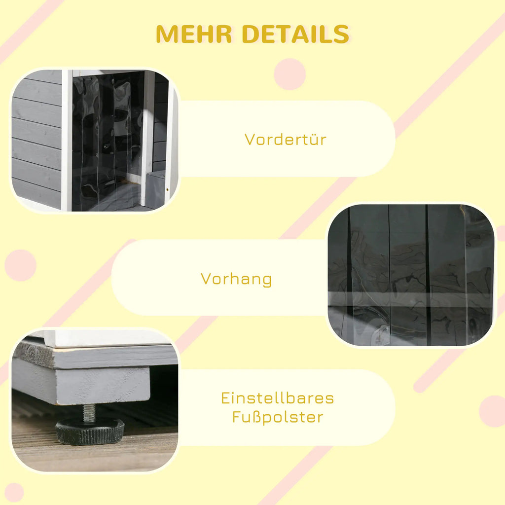 PawHut Hondenhok met overdekte veranda en voerbakken Outdoor