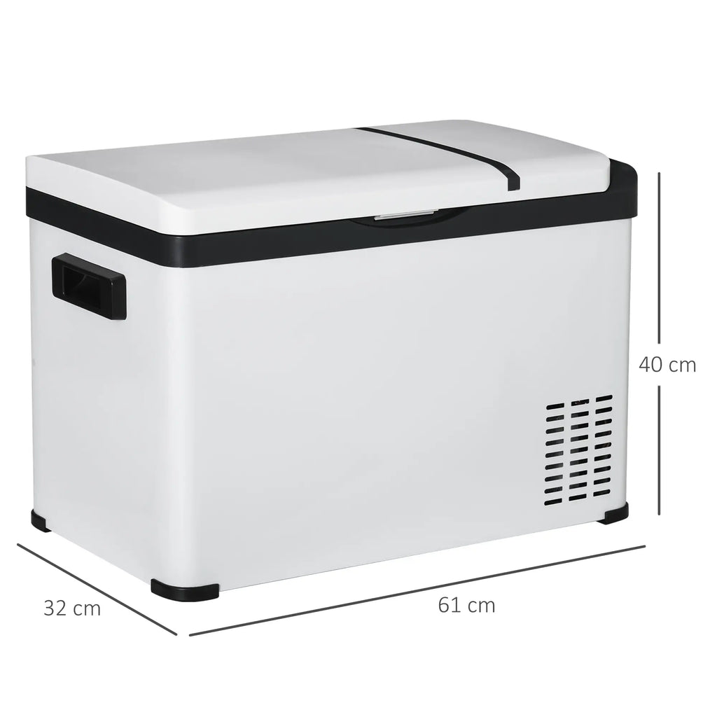 Outsunny Auto-Kühlschrank Kompressor LCD-Panel Batterieschutz Weiß