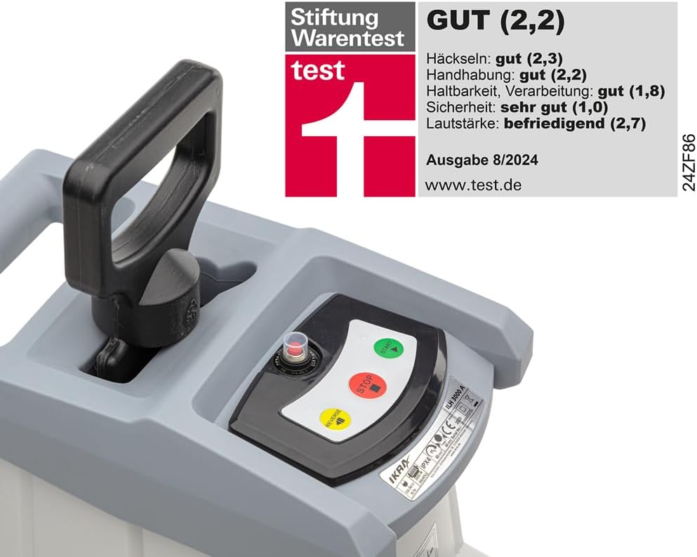 IKRA 81002880 elektrische tuinhakselaar rolhakselaar ILH 3000 A, stil, robuust, onderhoudsarm, sterk 3.000 watt, takdikte tot 44 mm, 230 V