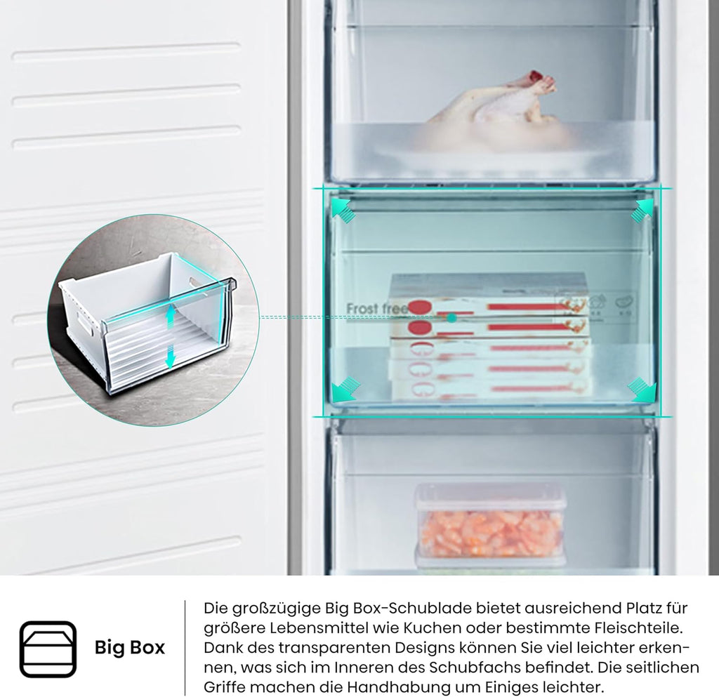 Hisense FV191N4AW2 Vriezer/ TotalNoFrost/ SuperFreeze/ Deuralarm/ Multiflow 360°/ BigBox/ 143,4 cm/ Vriesgedeelte 147 l/ 41 dB/ 205 kWh/Wit