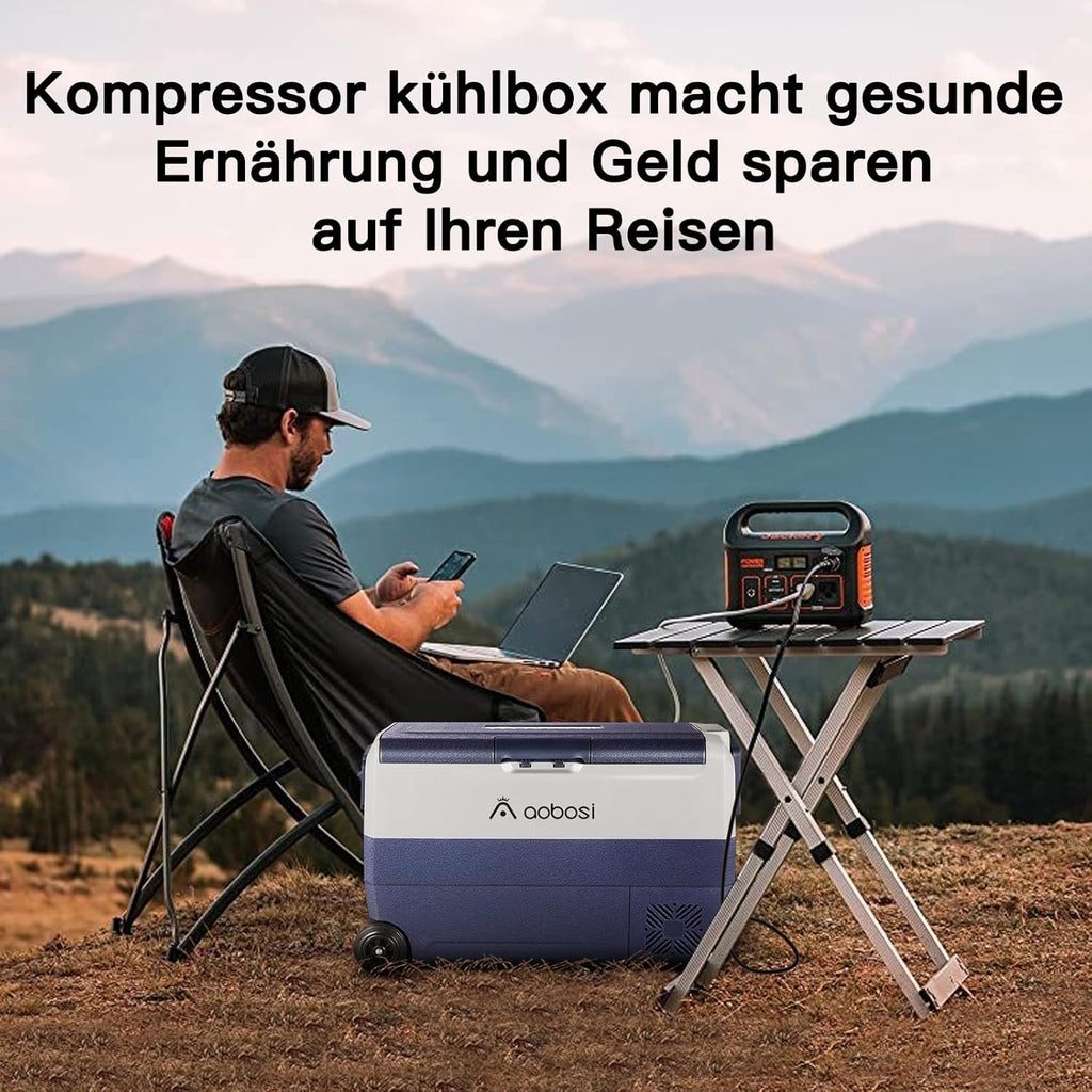 AAOBOSI Compressor Koelbox 36 L, Koelbox Auto met Wifi App Besturing, 12/24 V en 100-240 V Elektrische Koelbox, tot -20 °C voor Auto, Vrachtwagen, Boot, Camper, Camping, Dubbele Zone