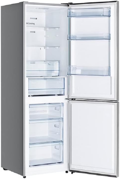 Hisense RB327N4AD2 koel-vriescombinatie/ NoFrostPlus/ Multiflow 360°/ HolidayMode/ FreshZone/ 182,4 cm/ koelgedeelte 171 l/ vriesgedeelte 85 l/ 41 dB/ 287 kWh/ jaar/ roestvrijstalen look