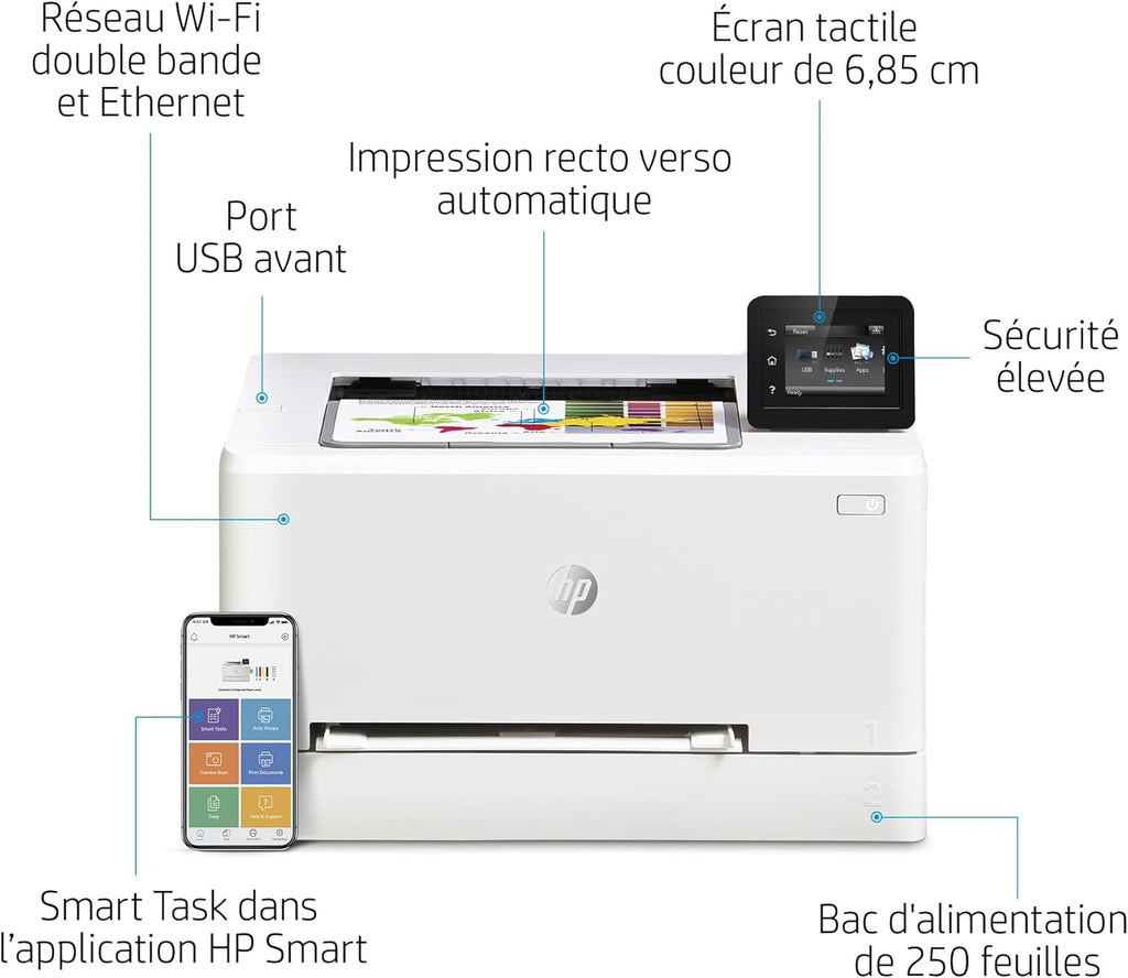 HP Color LaserJet Pro MFP 3302fdwg multifunctionele kleurenlaserprinter, fax, automatisch dubbelzijdig afdrukken, touchscreen, wifi, ethernet, USB, HP Wolf Pro Security