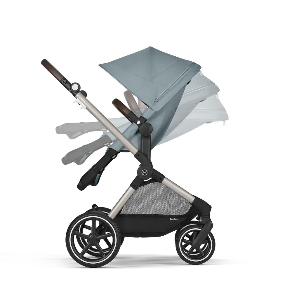 CYBEX Gold Kinderwagen EOS Lux 2-in-1 met Aton B2 i-Size autostoel en autostoeladapters, reissysteem, vanaf de geboorte tot 22 kg (ca. 4 jaar), Moon Black (Zwart)