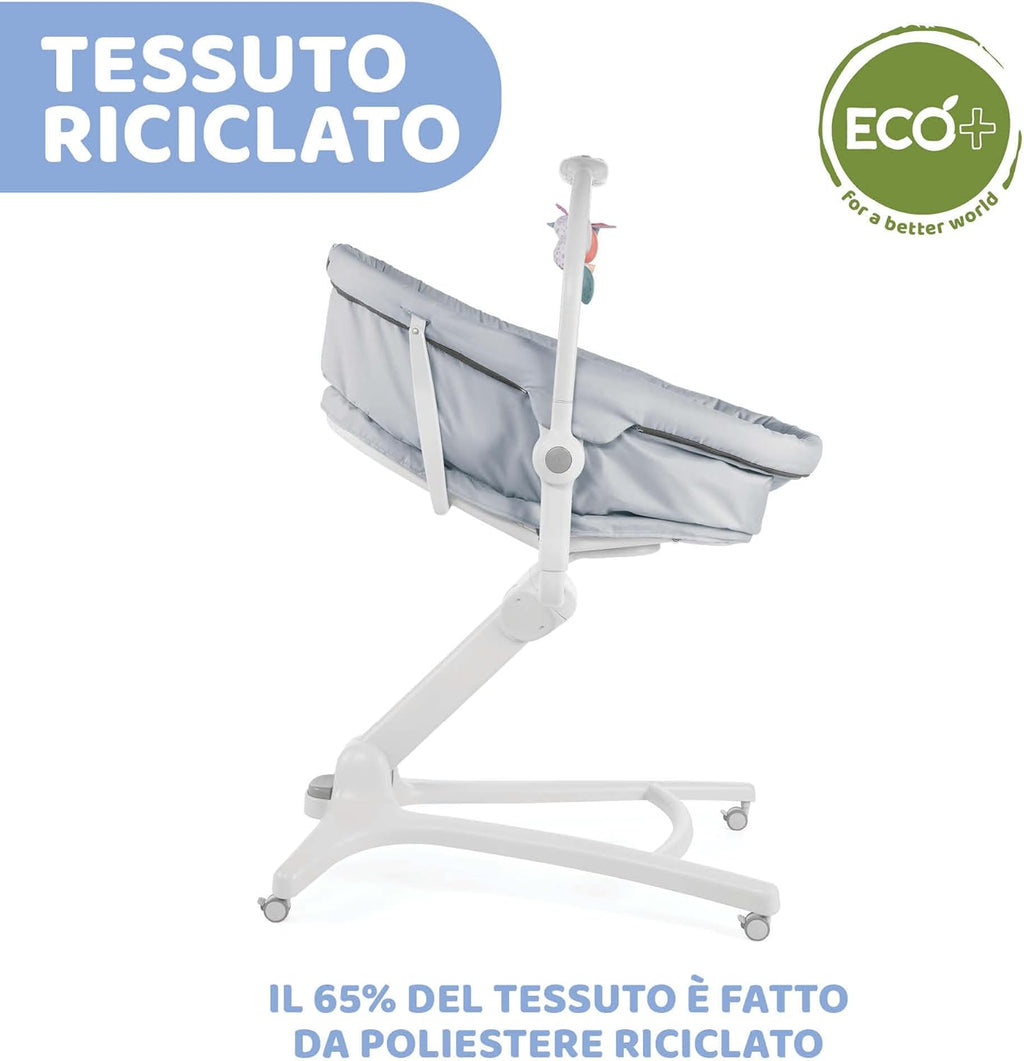 Chicco Baby Hug 4-in-1 wieg vanaf 0 maanden, verhoogde babylounger, babybed, kinderstoel met speelboog, tot 15 kg, verstelbare rugleuning, verstelbare hoogte en 4 wielen