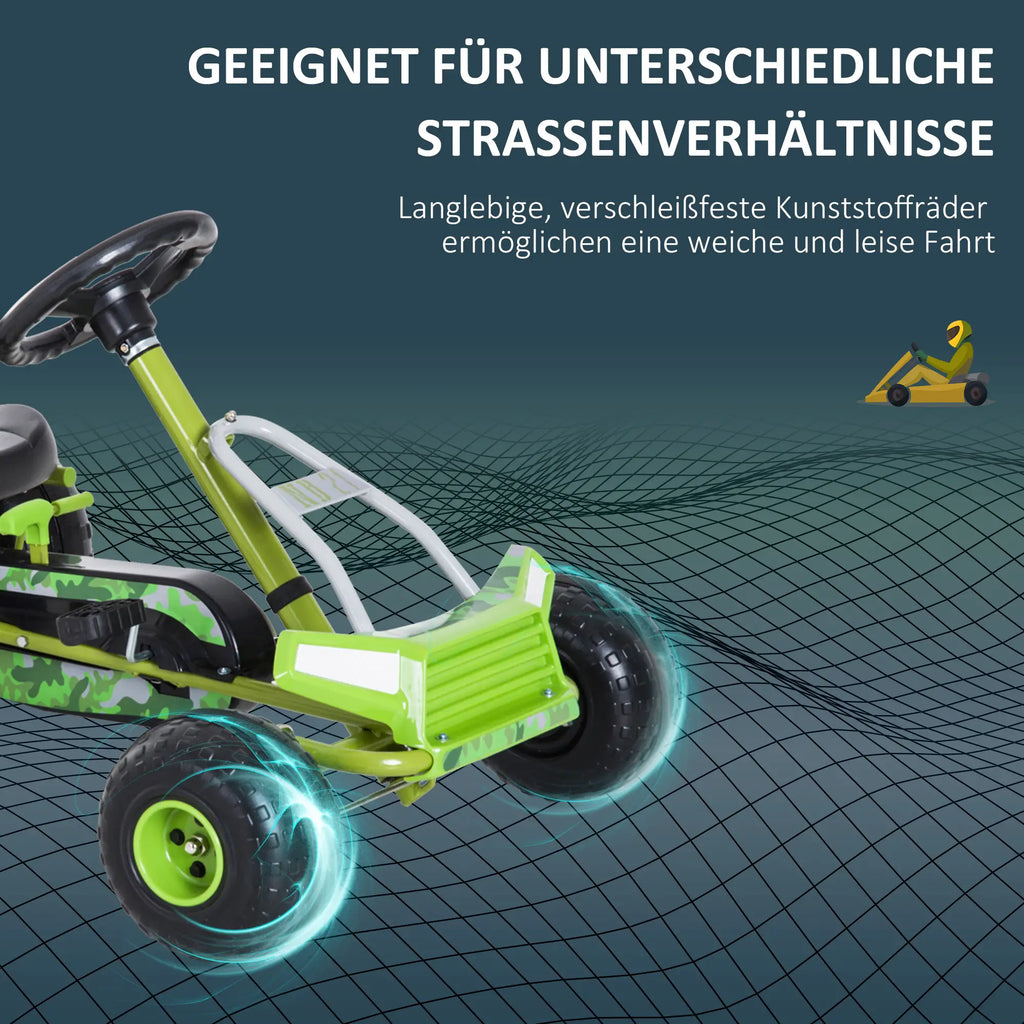 HOMCOM Kinder Go-Kart Trapauto Offroad-design verstelbare zitting