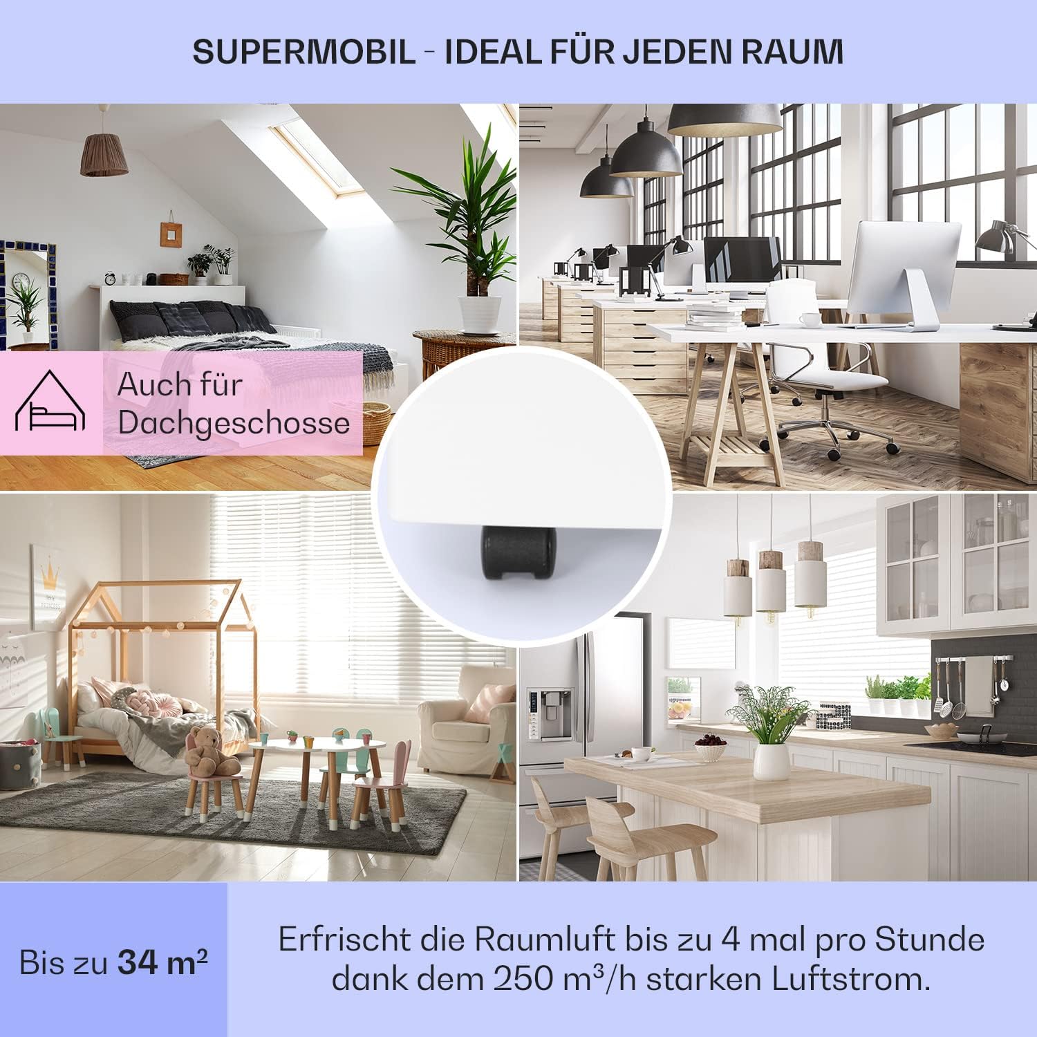 Klarstein Mobiele Airconditioning met Afvoerslang, 3-in-1 Airco met Ventilator, Luchtontvochtiger & Nachtmodus, Kleine & Draagbare Airco voor Thuis & Kantoor, 12000 BTU Laag Verbruik