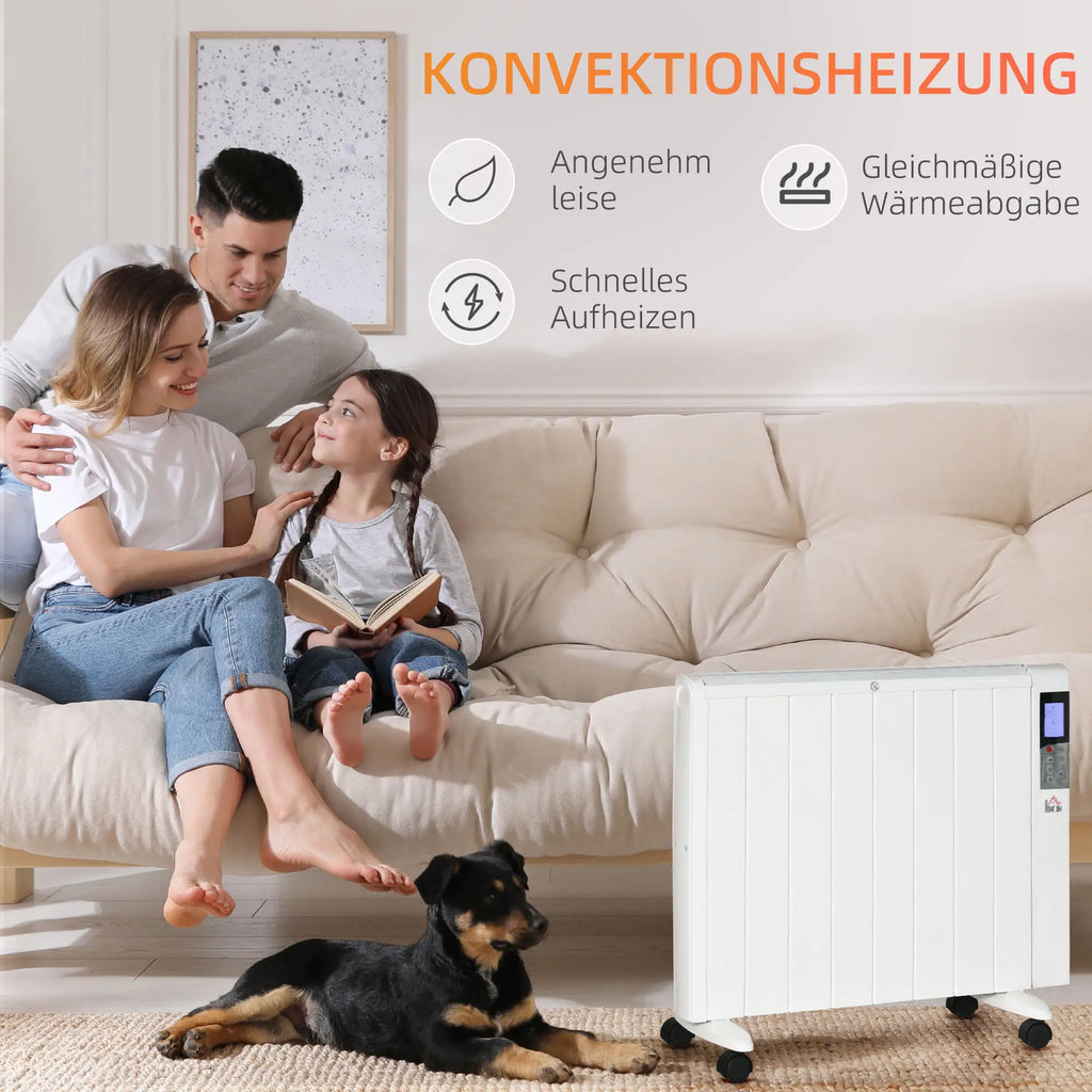 HOMCOM elektrische convector, 2 warmtestanden, afstandsbediening, wit
