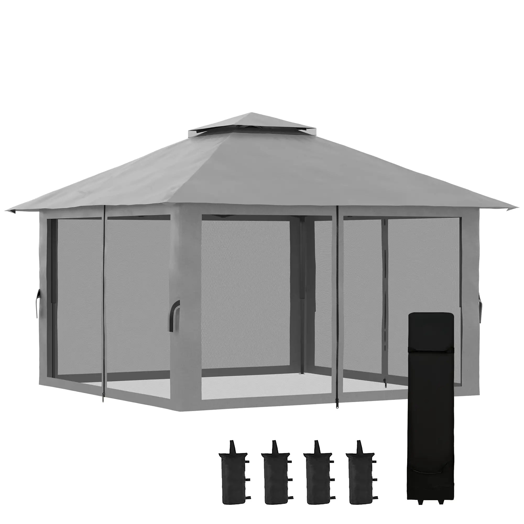 Outsunny Opvouwbare Partytent in hoogte verstelbaar UV50+ met Wieltjes