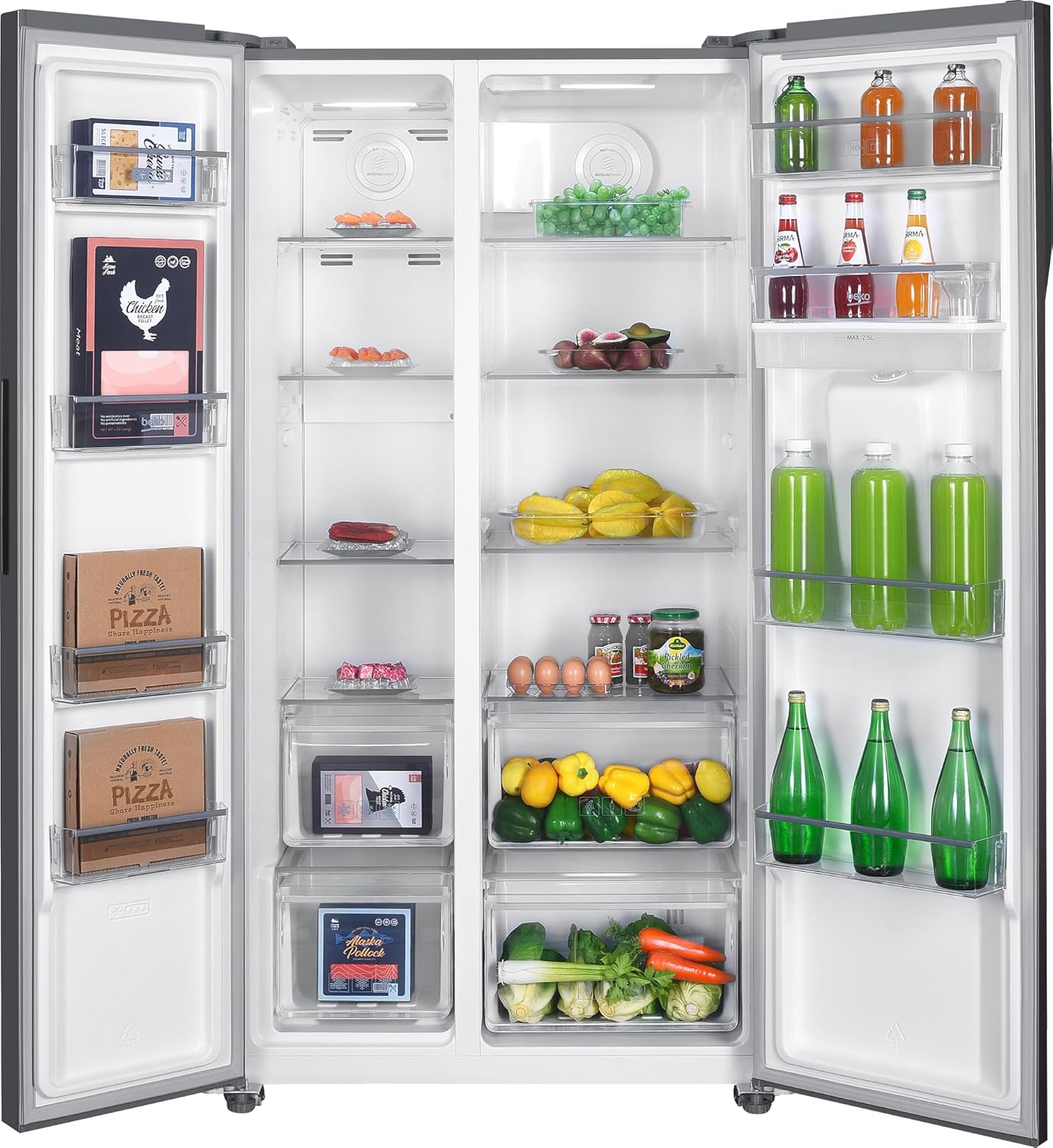 Beko GNO5322WDXPN Side-by-Side, Koelkast, Vriesvak, 532 l totaalvolume, 347 liter koelruimte, 185 liter vriesruimte, multifunctioneel display, NoFrost, waterdispenser, RVS