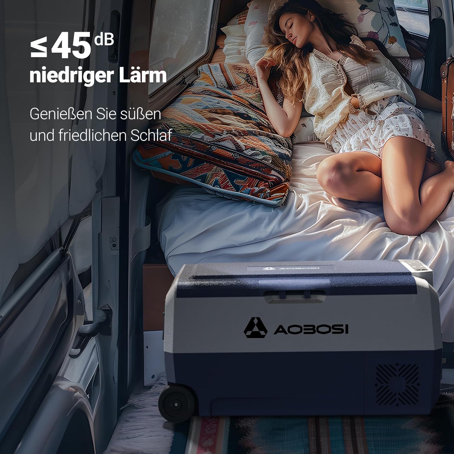 AAOBOSI Compressor Koelbox 36 L, Koelbox Auto met Wifi App Besturing, 12/24 V en 100-240 V Elektrische Koelbox, tot -20 °C voor Auto, Vrachtwagen, Boot, Camper, Camping, Dubbele Zone