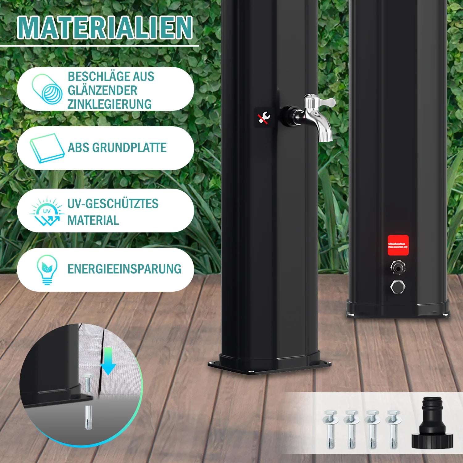 Sonnewelt 60L Solar Douche Tuintopdouche Incl. Beschermhoes en Handdouche