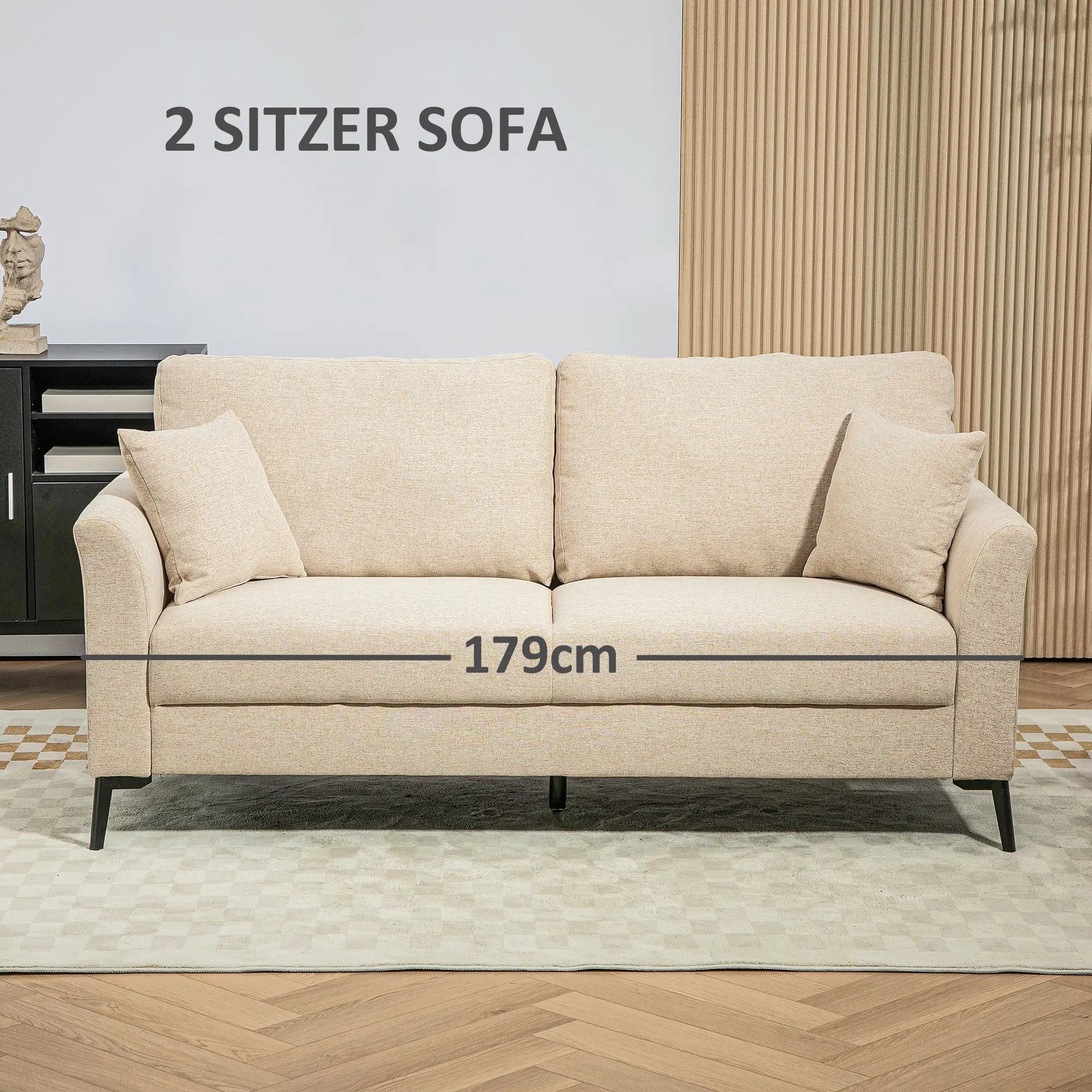 HOMCOM 2-zitsbank comfortabele bekleding afneembare kussens Beige