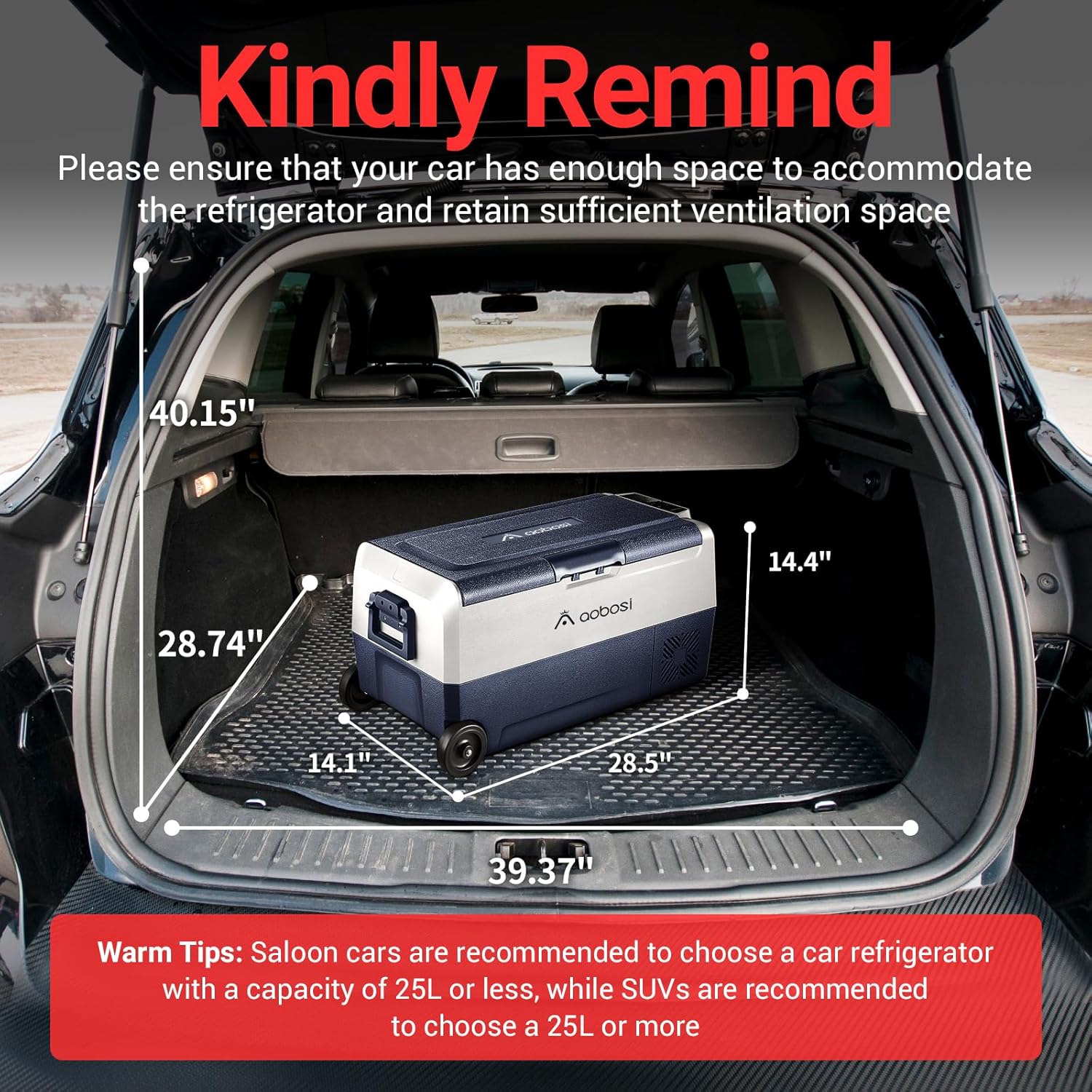 AAOBOSI Compressor Koelbox 36 L, Koelbox Auto met Wifi App Besturing, 12/24 V en 100-240 V Elektrische Koelbox, tot -20 °C voor Auto, Vrachtwagen, Boot, Camper, Camping, Dubbele Zone