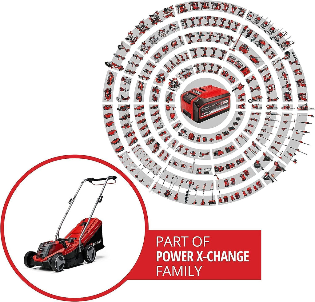 Einhell Accu-grasmaaier GE-CM 18/33 Li Kit Power X-Change (18 V, 33 cm maaibreedte, tot 200 m², borstelloos, 30L opvangzak, 25-65 mm maaihoogte, incl. 4,0 Ah accu + oplader)