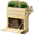 Outsunny Verhoogde plantenbak met legplank van massief hout