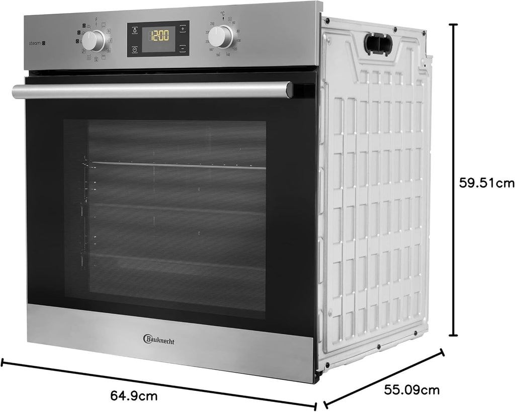 Bauknecht BAKO 566 IND Oven-Kookplaat combinatie/Inductiekookplaat (60 cm)/Hete lucht/Gentle Steam/Maxi Cooking/My Menue/Kookzones met Booster-functie/Ovenuittrek op 2 niveaus, RVS