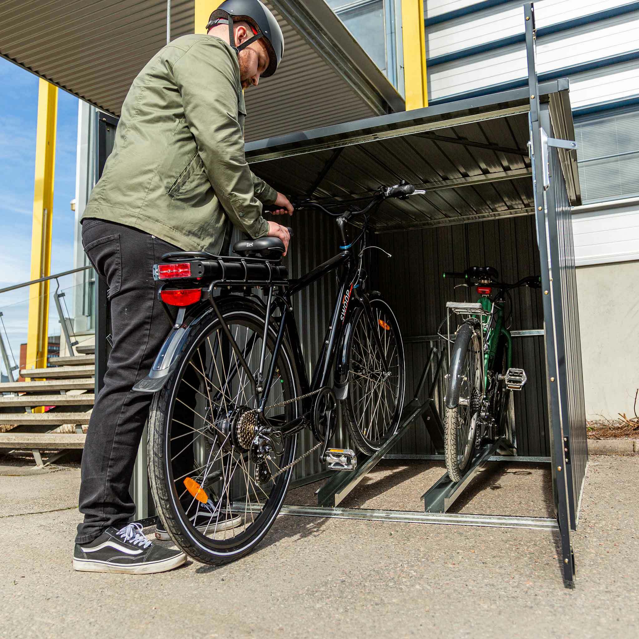 Fornorth Fietsgarage voor twee fietsen 142x198x157cm, Donkergrijs