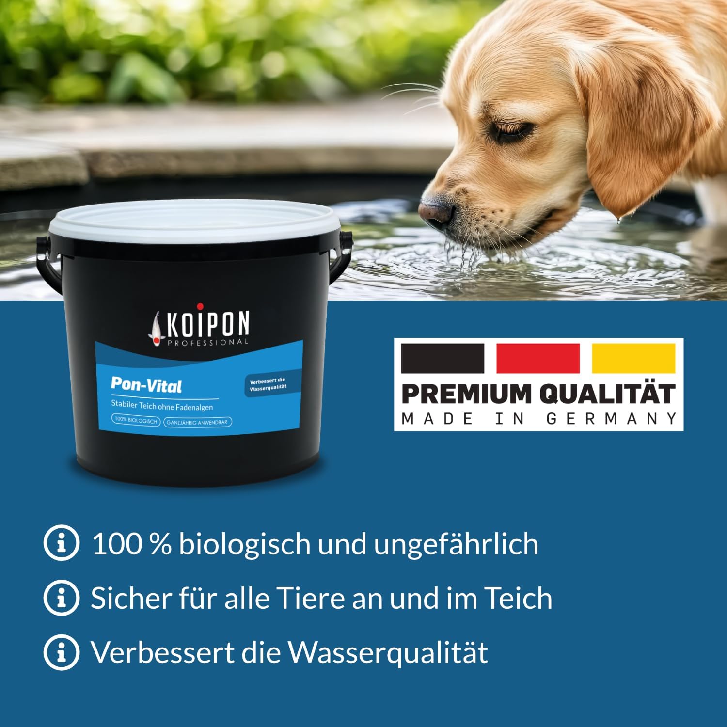 KOIPON Pon-Vital 25 kg, Het 100% biologische alternatief voor draadalgenverdelgers tegen algengroei en draadalgen in de vijver