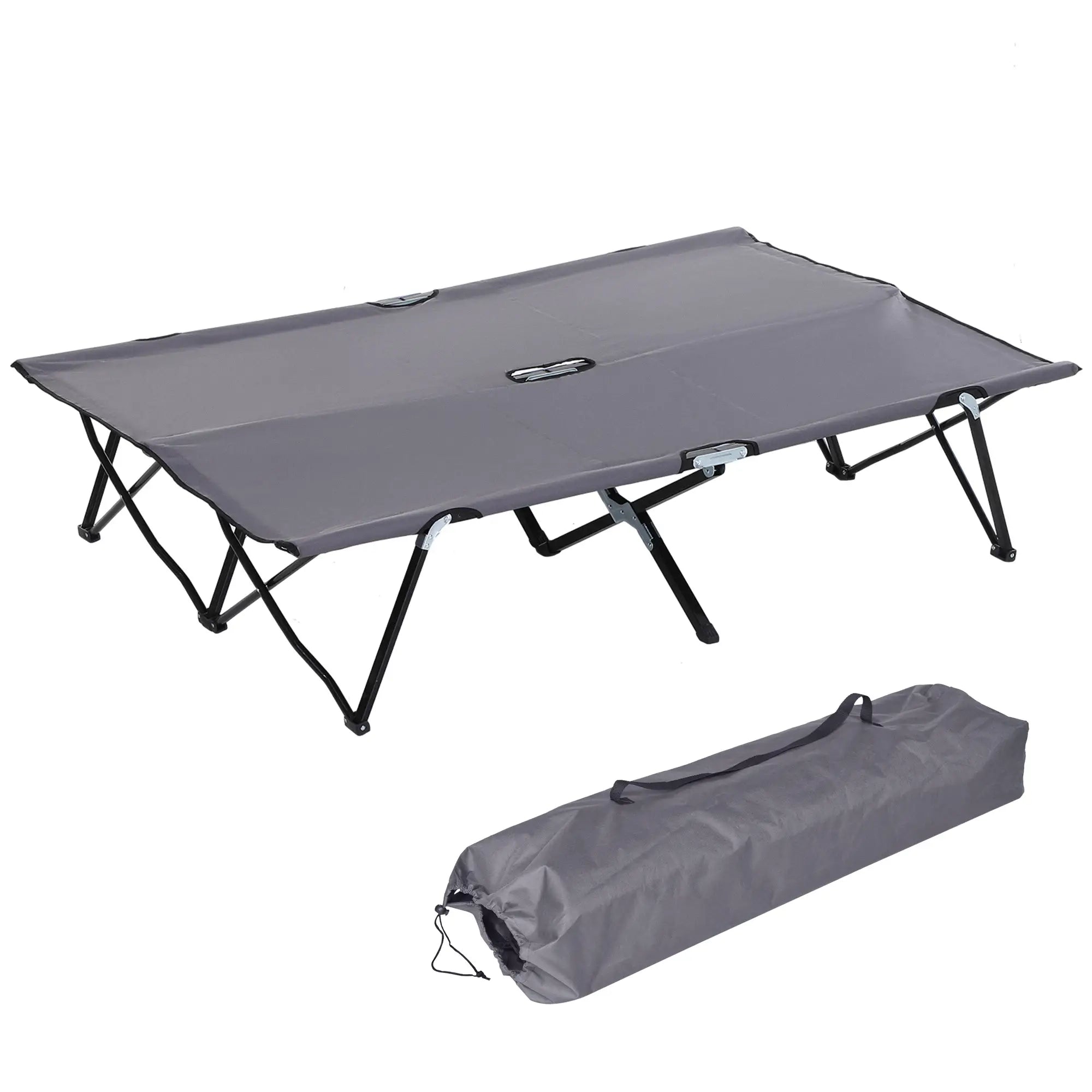 Outsunny Opklapbaar Campingbed voor 2 personen verhoogd opvouwbaar
