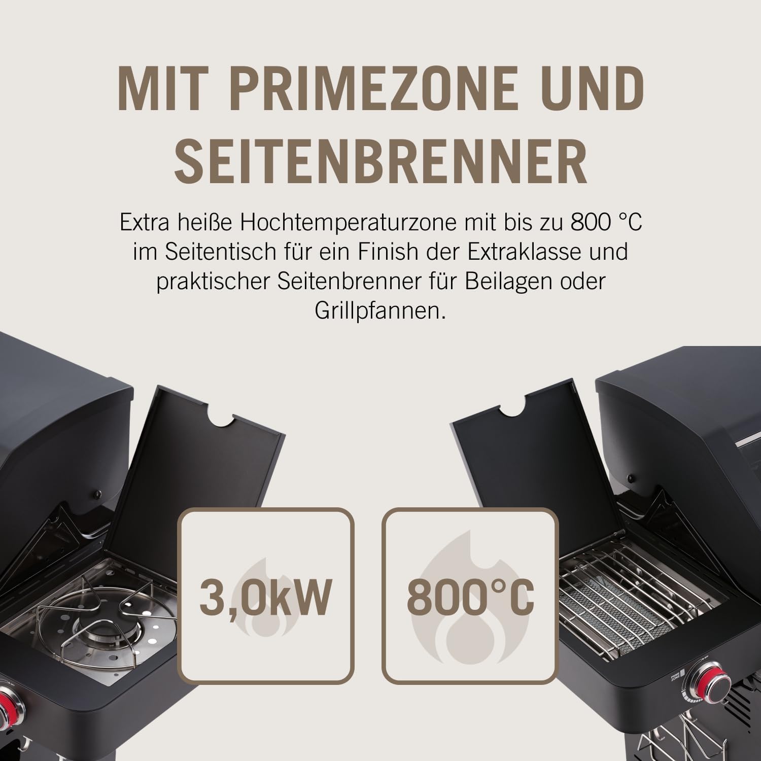 RÖSLE Elektrische BBQ-grill Portable Videro E2-P, draagbare tafelgrill met 2 branders, warmhoudrooster en deksel met glasplaat, gepoedercoat staal, zwart/zilver