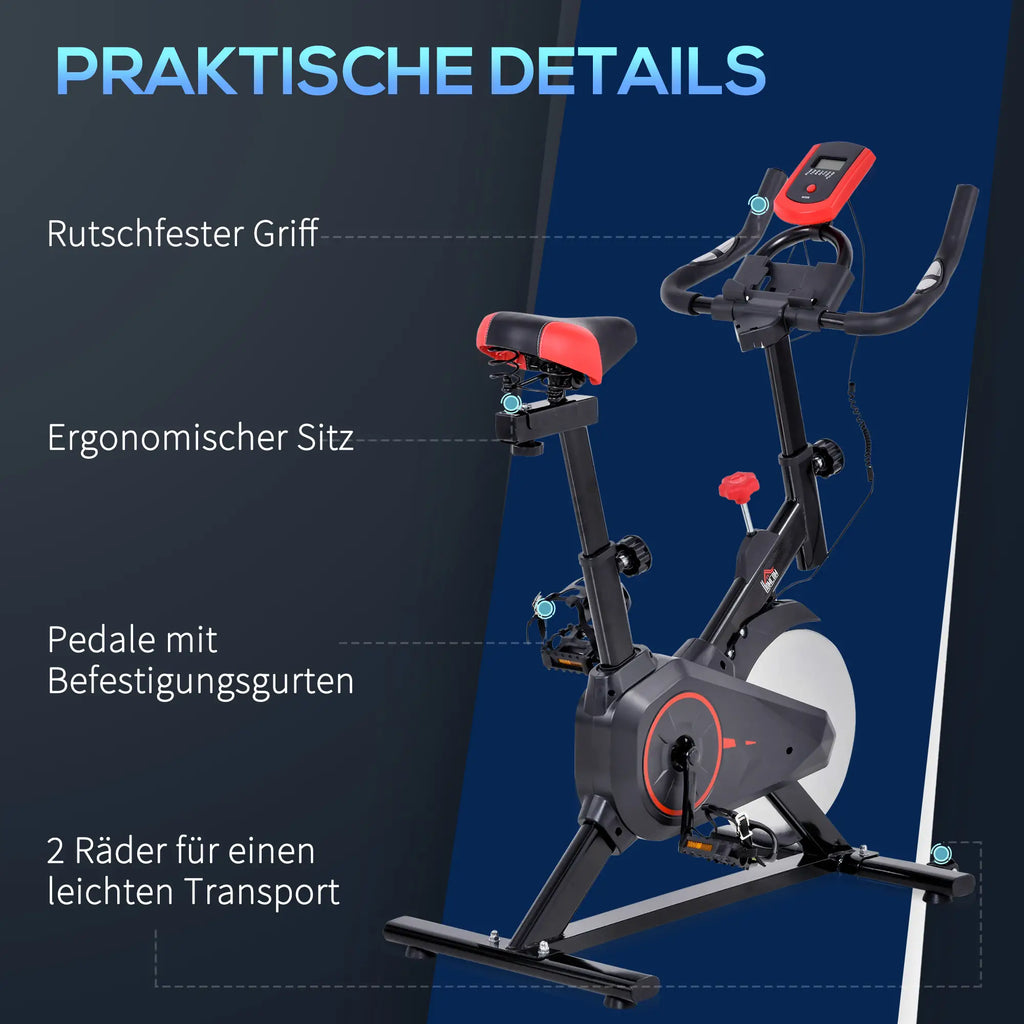 HOMCOM Fietstrainer Hometrainer LCD-display in hoogte verstelbaar