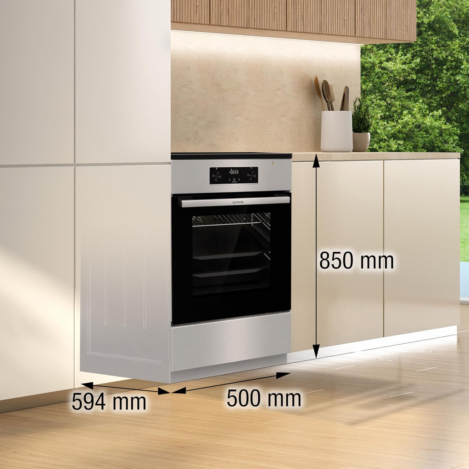 Gorenje GEIT5C61SPG vrijstaand fornuis met inductiekookplaat, 50 cm, 70 liter, zilver, PerfectGrill, AirFry, FrozenBake, Pizza Mode 300°C, AquaClean, Made in Europe, RVS
