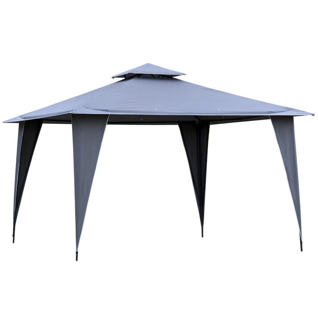 Outsunny Pavillon 3,45x3,45 m mit Doppeldach Grau