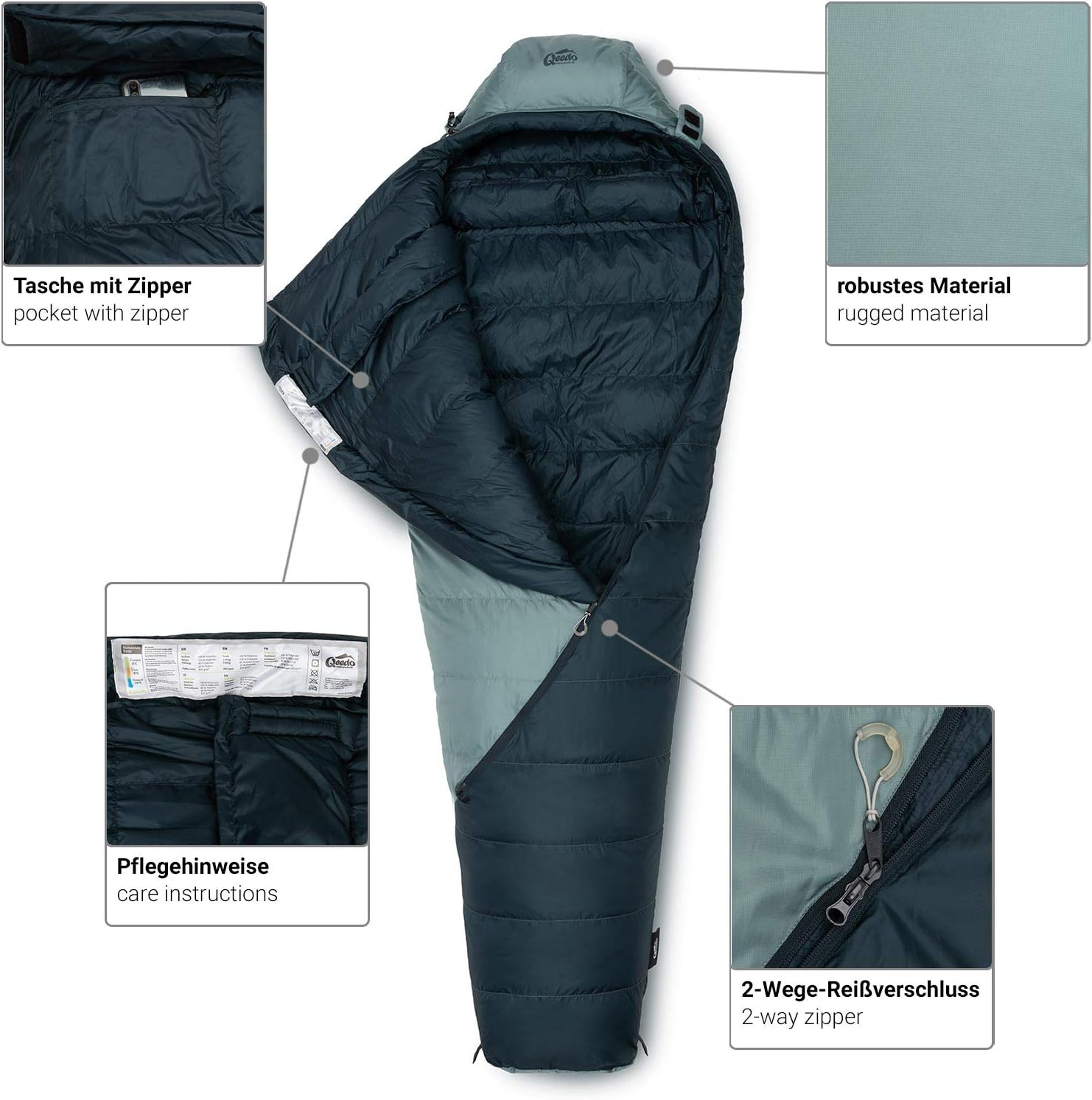 qeedo Takino Donzen Slaapzak, Winterslaapzak (maat M & L) warm, klein & licht