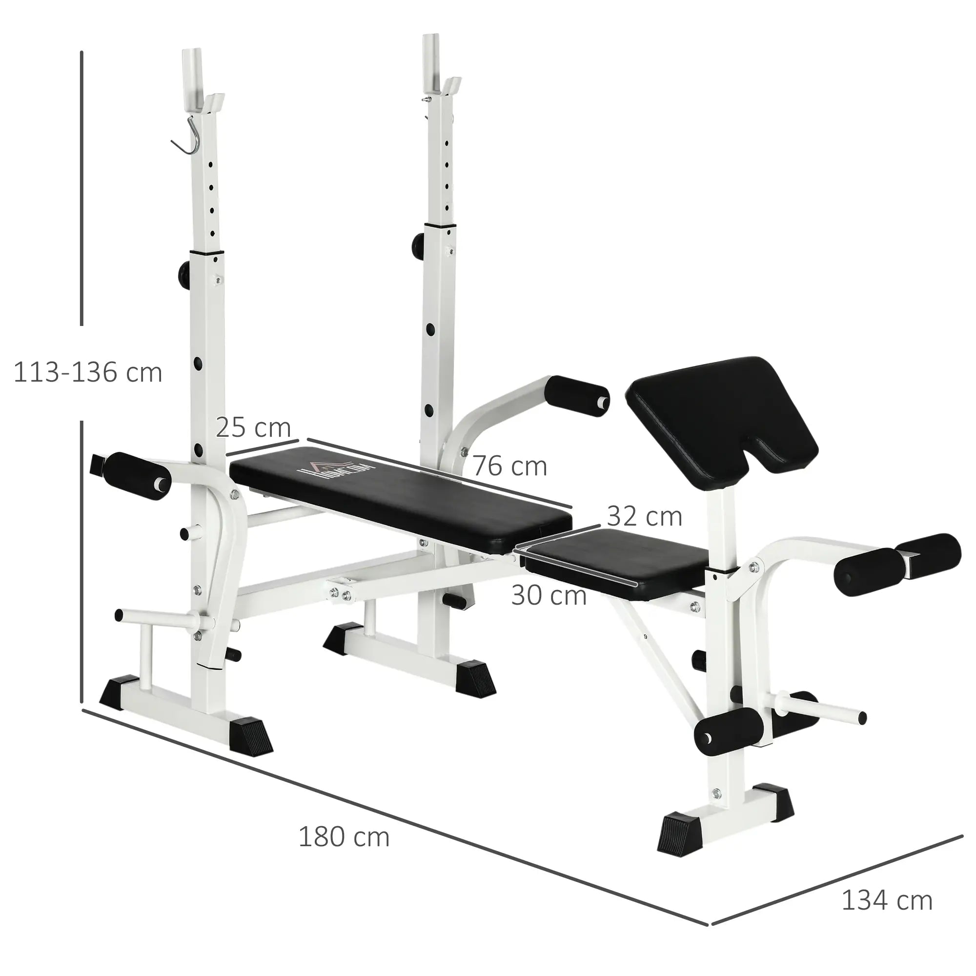 HOMCOM Trainingsbank in hoogte verstelbaar met leg press en bicepscurl