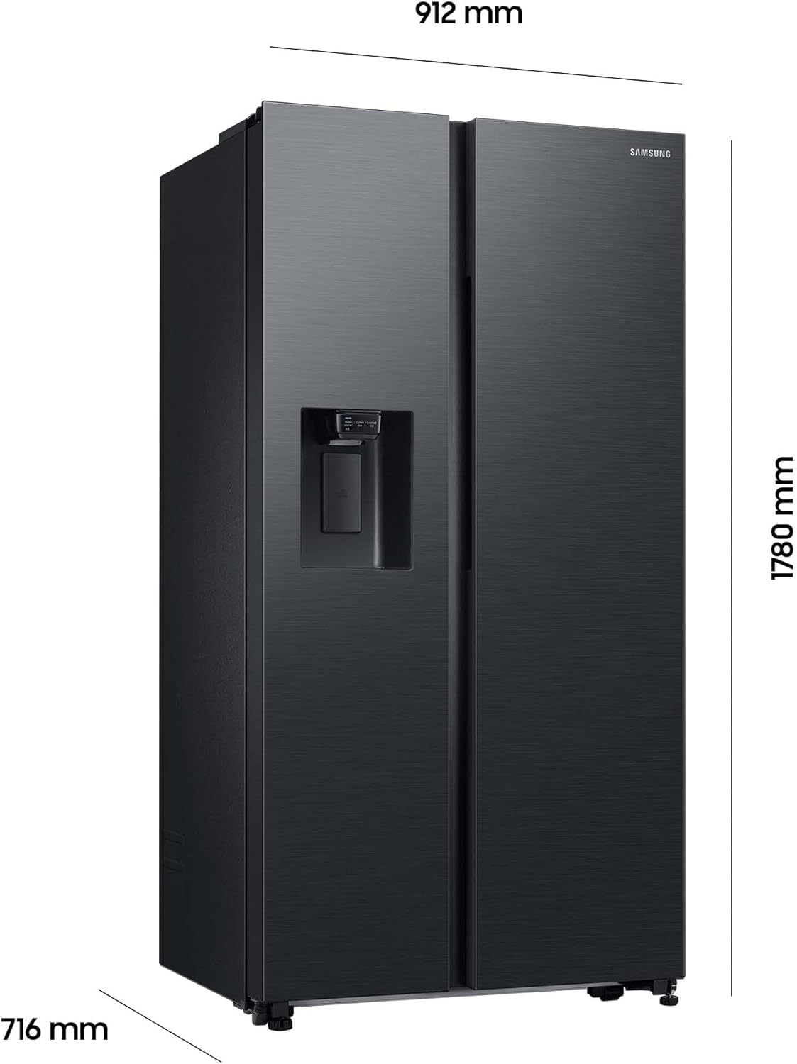 Samsung RS64DG53R3B1EF Amerikaanse koelkast, 178 cm, 628 l, SmartThings AI Energy Mode, ijs- en waterdispenser, Slim Ice Maker, Premium Black Steel