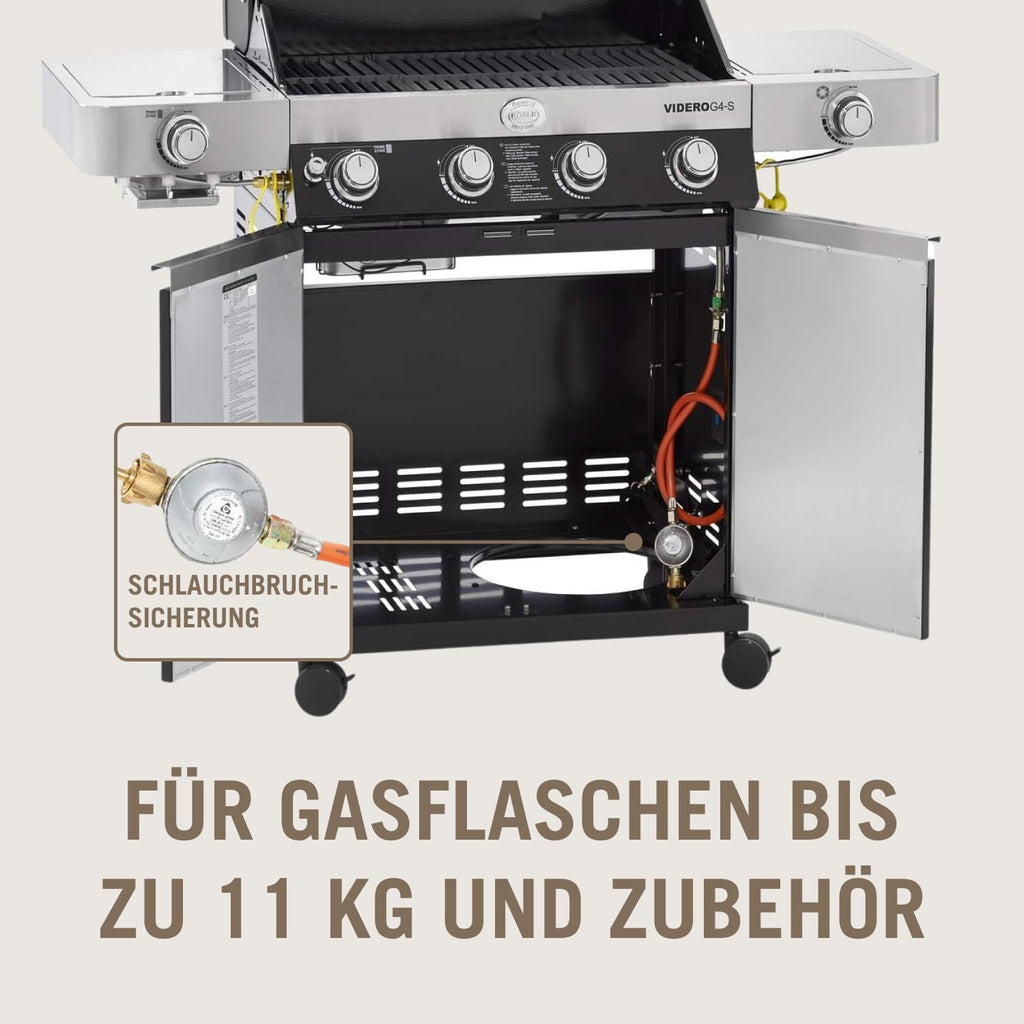 RÖSLE Elektrische BBQ-grill Portable Videro E2-P, draagbare tafelgrill met 2 branders, warmhoudrooster en deksel met glasplaat, gepoedercoat staal, zwart/zilver