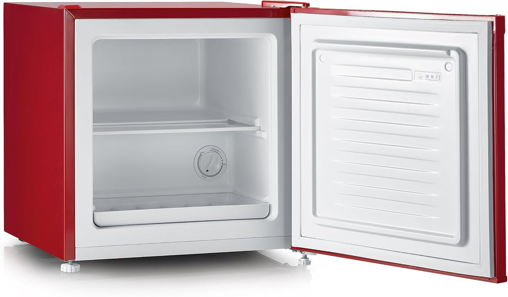SEVERIN Retro minikoelkast met vriesvak (31 l), kleine vriezer, minikoelkast met flexibele temperatuurregeling, tafelmodel koelkast, zwart, GB 8880