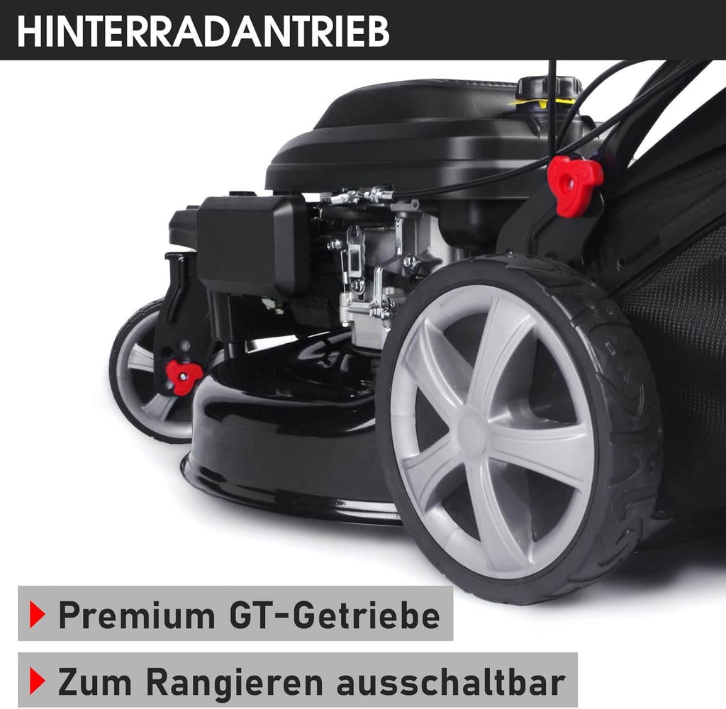 BRAST® Benzine grasmaaier Trike met aandrijving | 5,2kW (7PK) | 53cm maaibreedte | veel modellen | TÜV | 4-takt OHV motor | 30-80mm maaihoogte | 60L opvangbak | Stalen behuizing | Snelheid