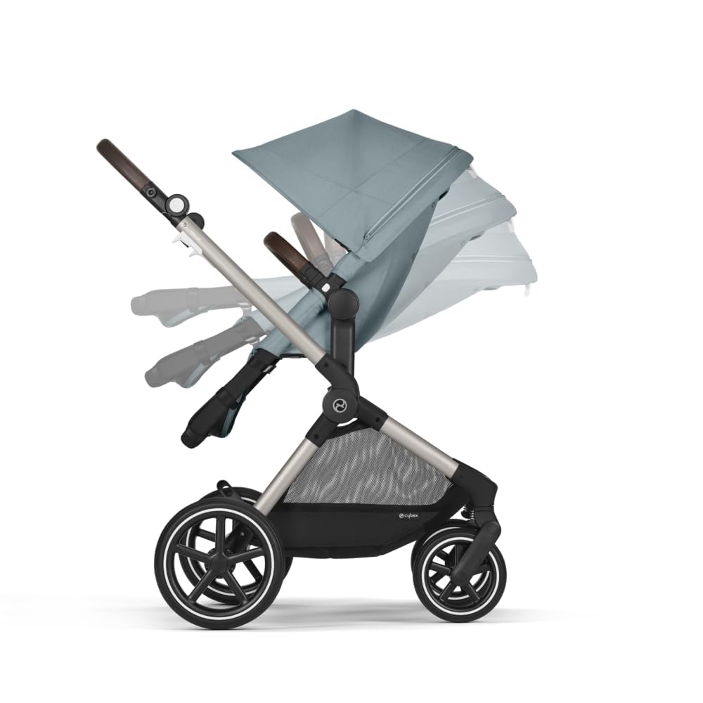 CYBEX Gold Kinderwagen EOS Lux 2-in-1 met Aton B2 i-Size autostoel en autostoeladapters, reissysteem, vanaf de geboorte tot 22 kg (ca. 4 jaar), Moon Black (Zwart)