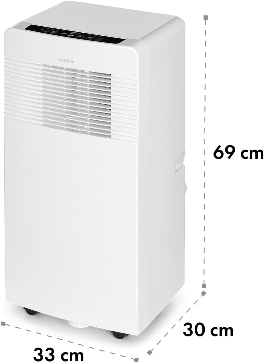 Klarstein Mobiele Airconditioning met Afvoerslang, 3-in-1 Airco met Ventilator, Luchtontvochtiger & Nachtmodus, Kleine & Draagbare Airco voor Thuis & Kantoor, 12000 BTU Laag Verbruik