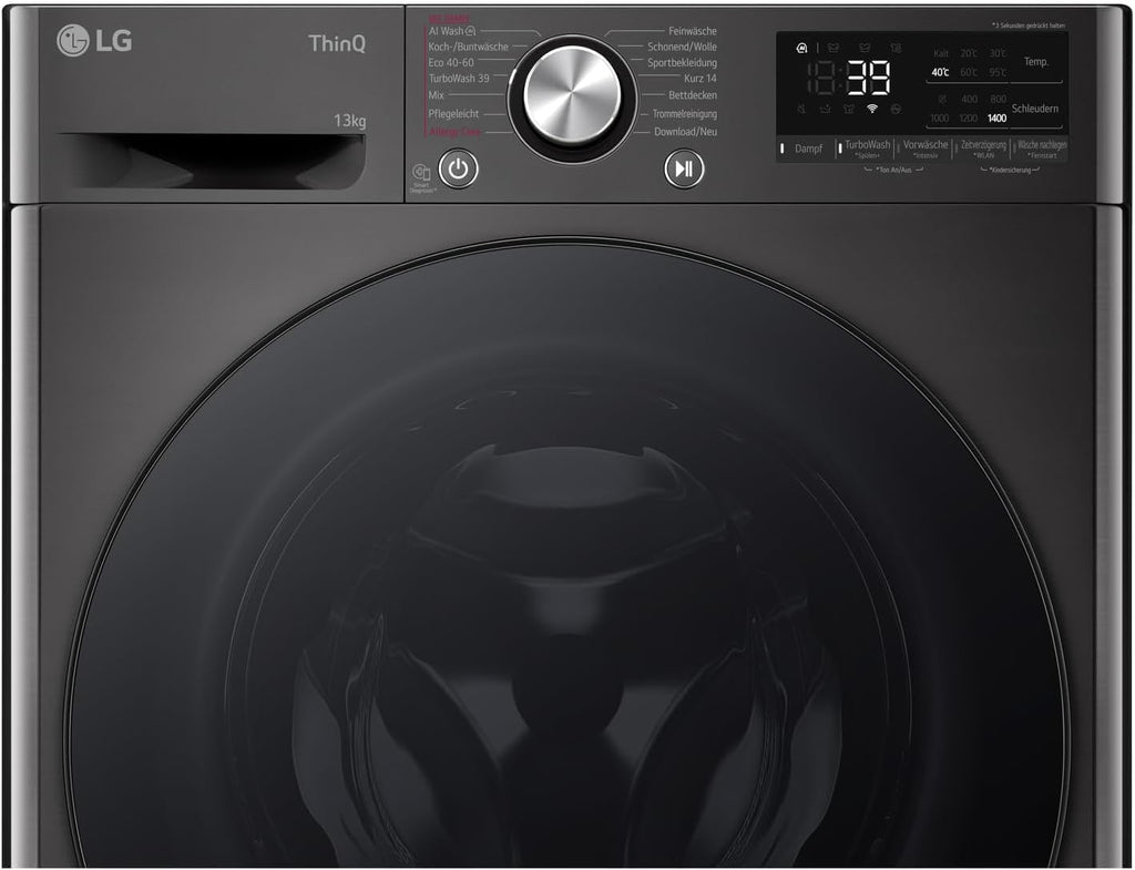 LG F4WV7080, Klasse A, Voorlader Wasmachine 8 kg, 1400 tpm, AI Direct Drive, Wi-Fi, Dieptereiniging met Stoom, Grote Capaciteit, TRIPLE A, Veiligheidsglas Buitendeur, 62 x 60 x 85 cm ꟷ Wit