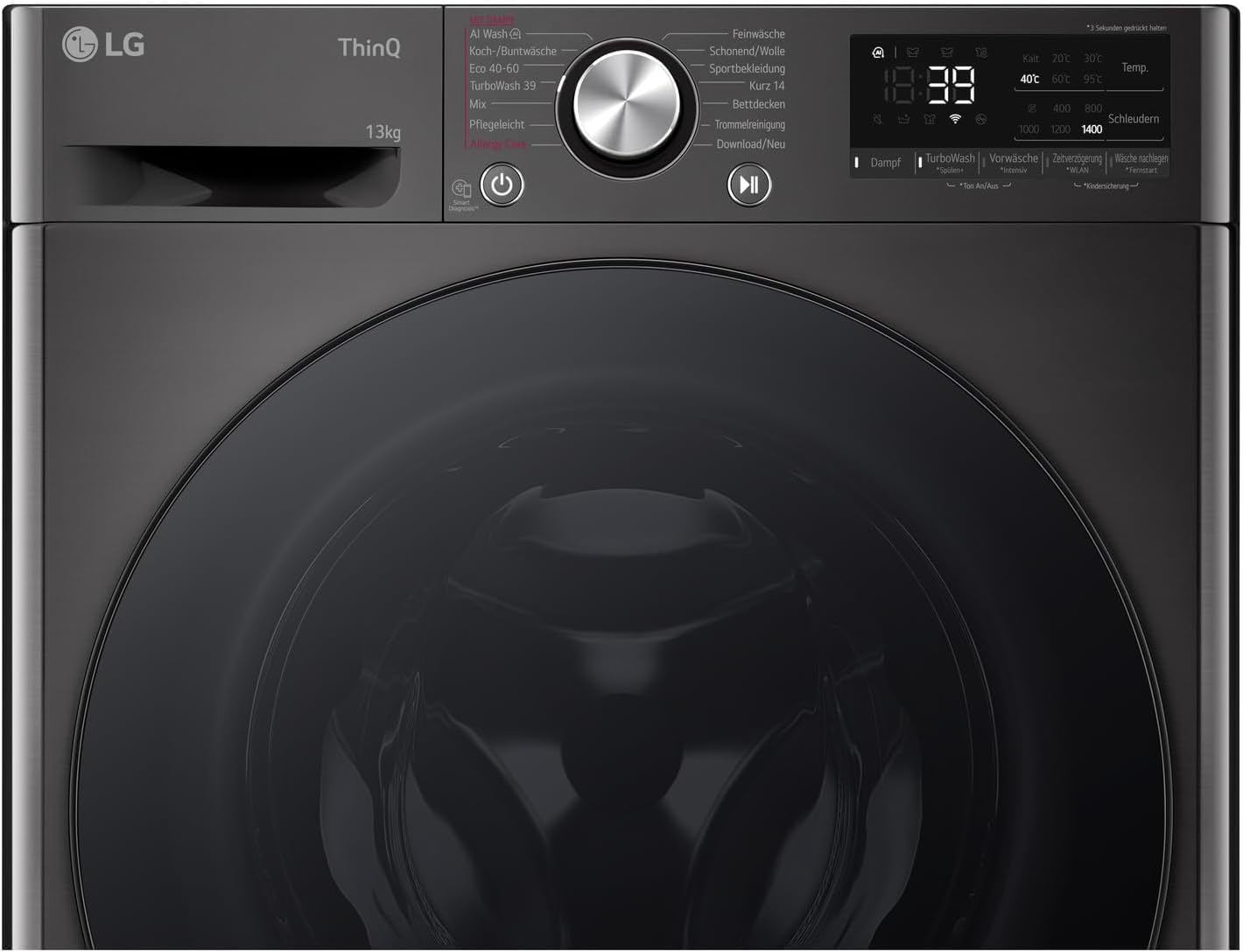 LG F4WV7080, Klasse A, Voorlader Wasmachine 8 kg, 1400 tpm, AI Direct Drive, Wi-Fi, Dieptereiniging met Stoom, Grote Capaciteit, TRIPLE A, Veiligheidsglas Buitendeur, 62 x 60 x 85 cm ꟷ Wit