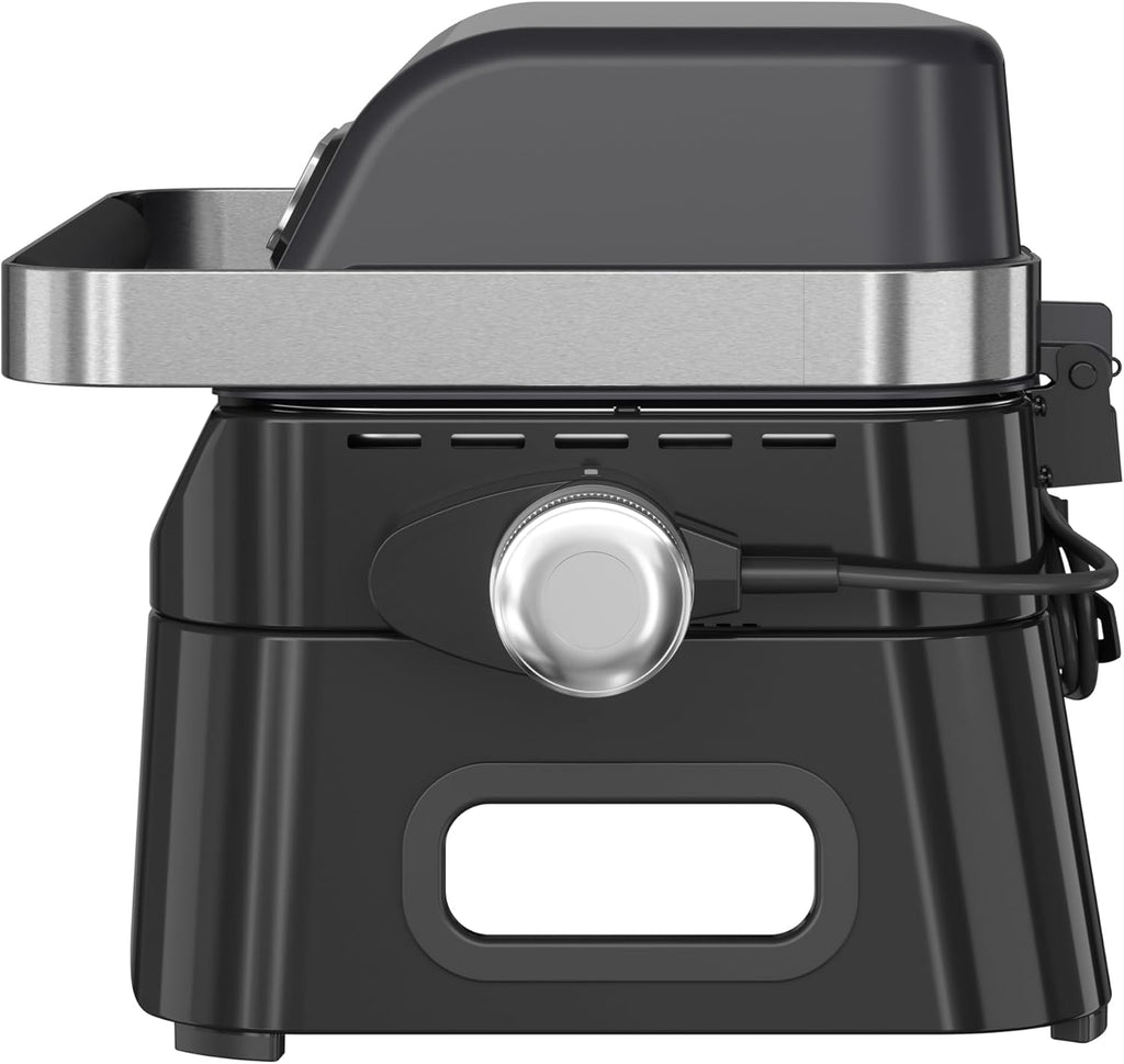 Campingaz Grill Attitude2go, gasbarbecue & elektrische barbecue, tafelbarbecue, draagbare balkon-, campingbarbecue, met deksel, thermometer en gietijzeren grillrooster, werkt op gas of elektriciteit