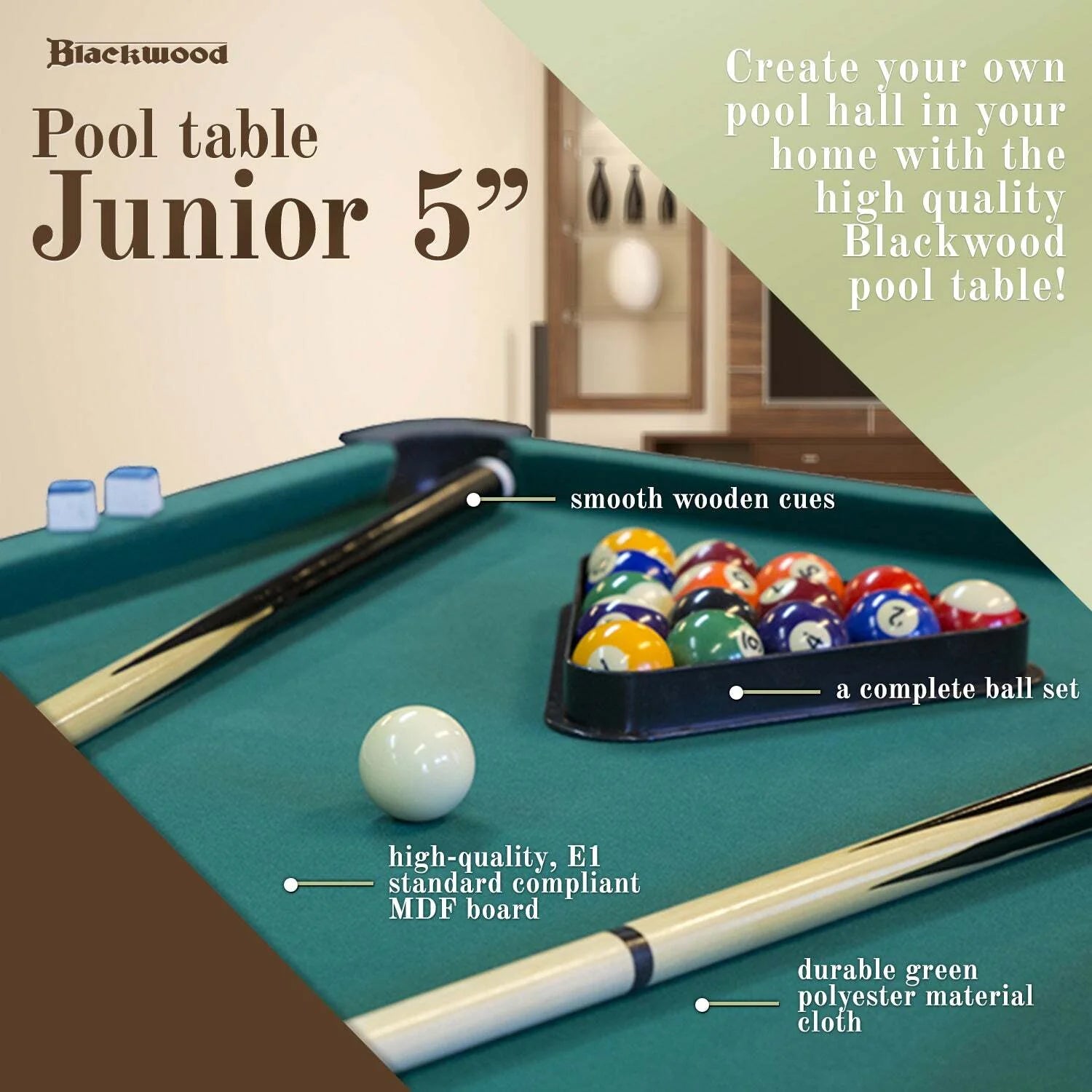 Blackwood Biljarttafel Junior 5' - opklapbaar