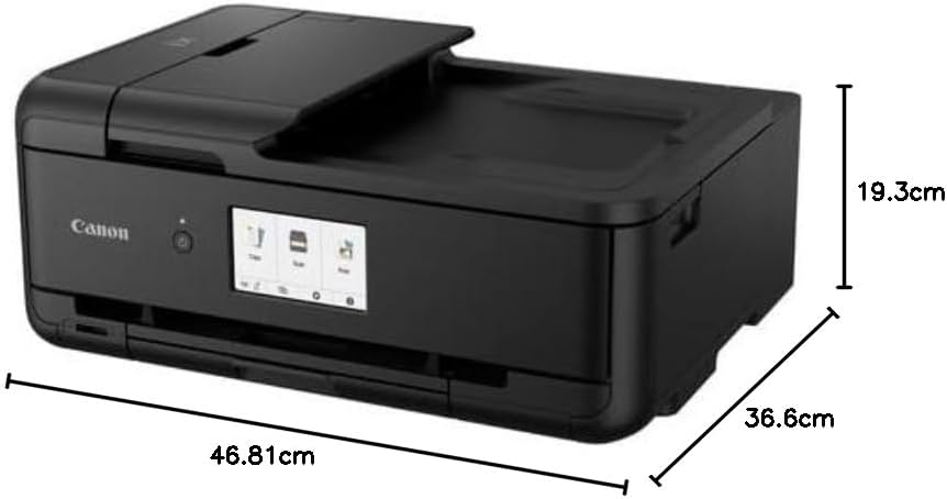 Canon PIXMA TS9550 Printer kleureninktstraal-multifunctioneel apparaat A4 A3 (printer A3, scanner, kopieerapparaat, 5 afzonderlijke inkten, wifi, LAN, print-app, 2 papierladen, dubbelzijdig afdrukken) zwart