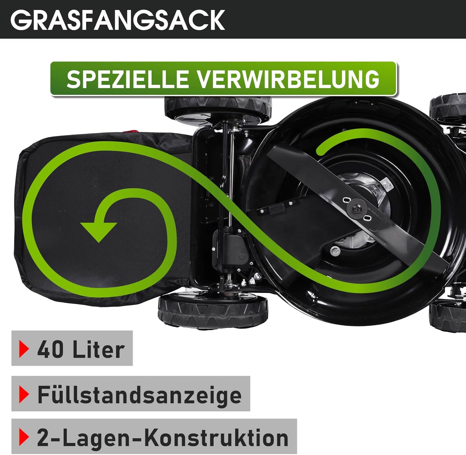 BRAST Benzine grasmaaier met aandrijving | 3,0 kW (4,1 pk) | Elektrische start | 41 cm maaibreedte | vele modellen | TÜV | 4-takt OHV-motor | 25-75 mm maaihoogte | 40 L opvangbak | Stalen behuizing | 16145 Estart