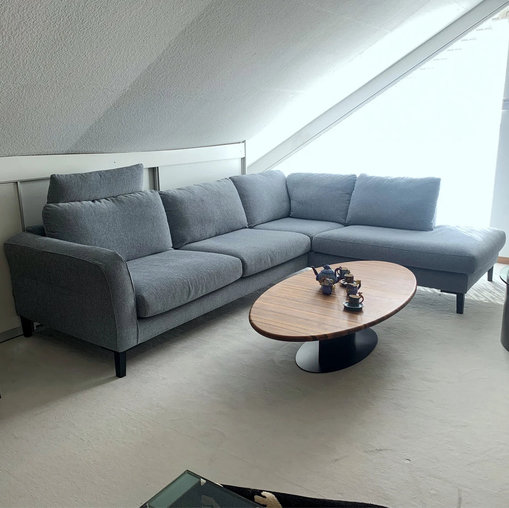 Showroommodel Sits hoekbank Anja, lichtblauw, 293 x 221 cm, hoes afneembaar